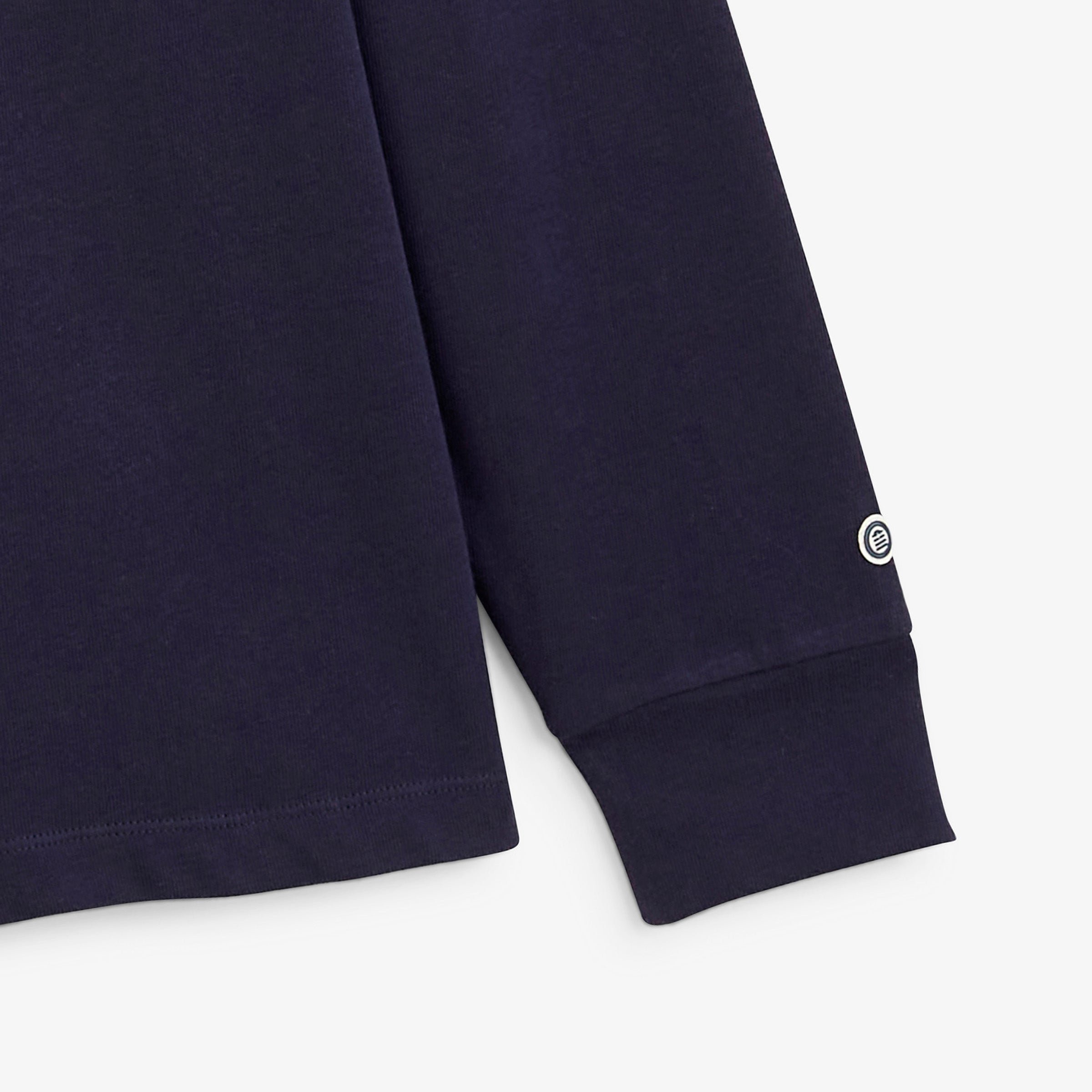 Navy blue long sleeve rugby polo with embroidered badges SERGE BLANCO Blue