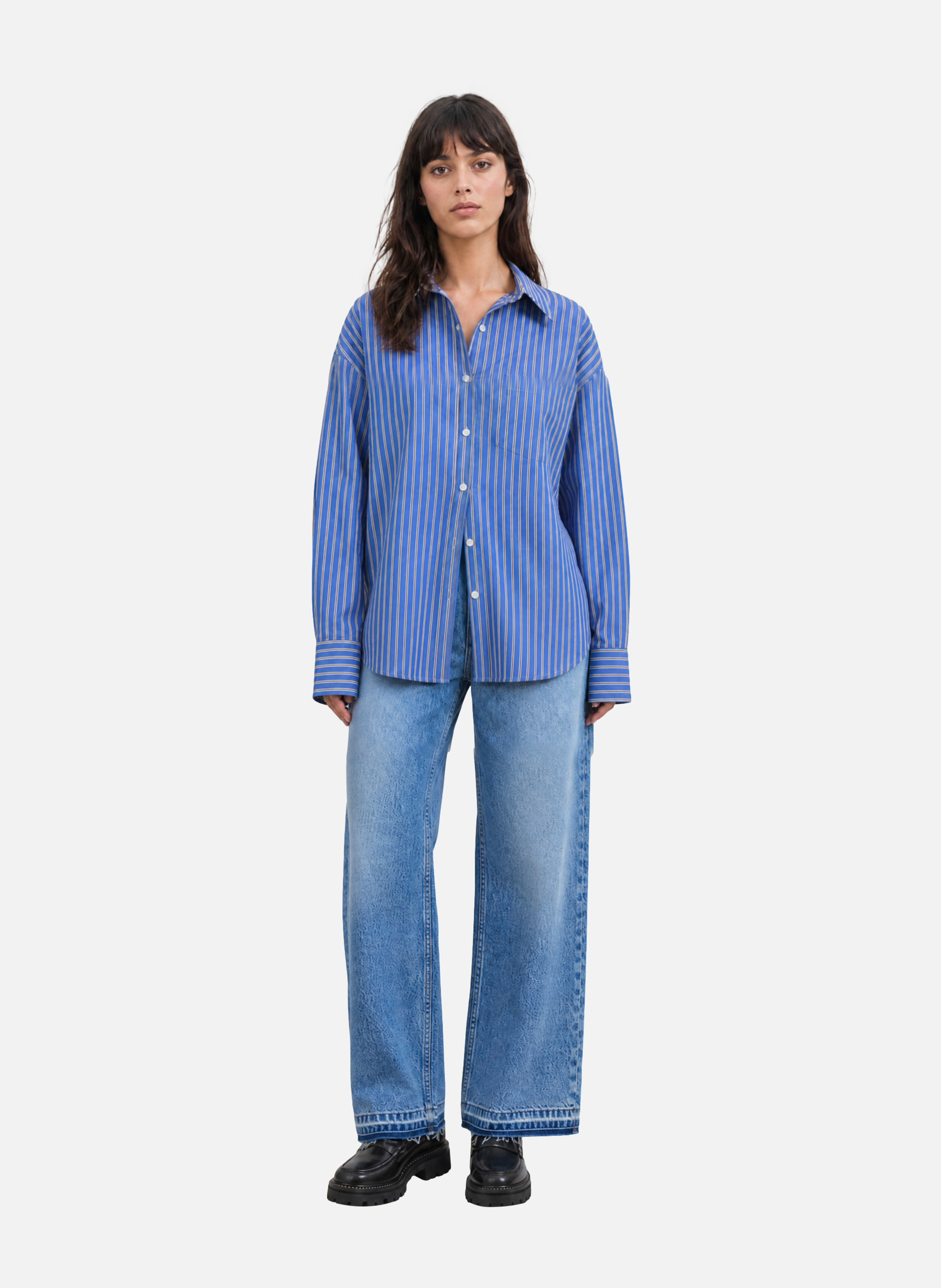 Striped cotton shirt THE KOOPLES Blue