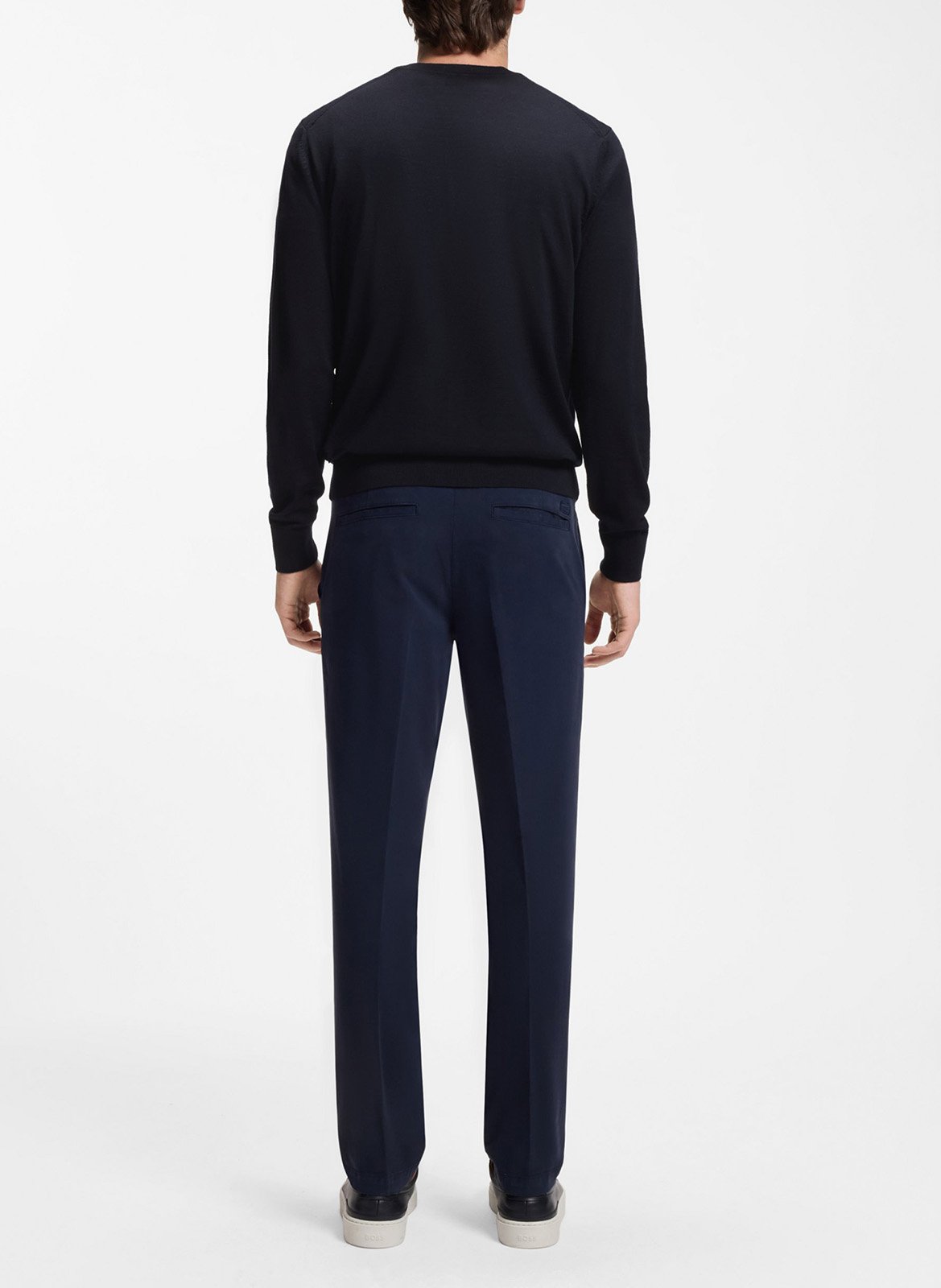 Pull col rond en laine  BOSS Bleu