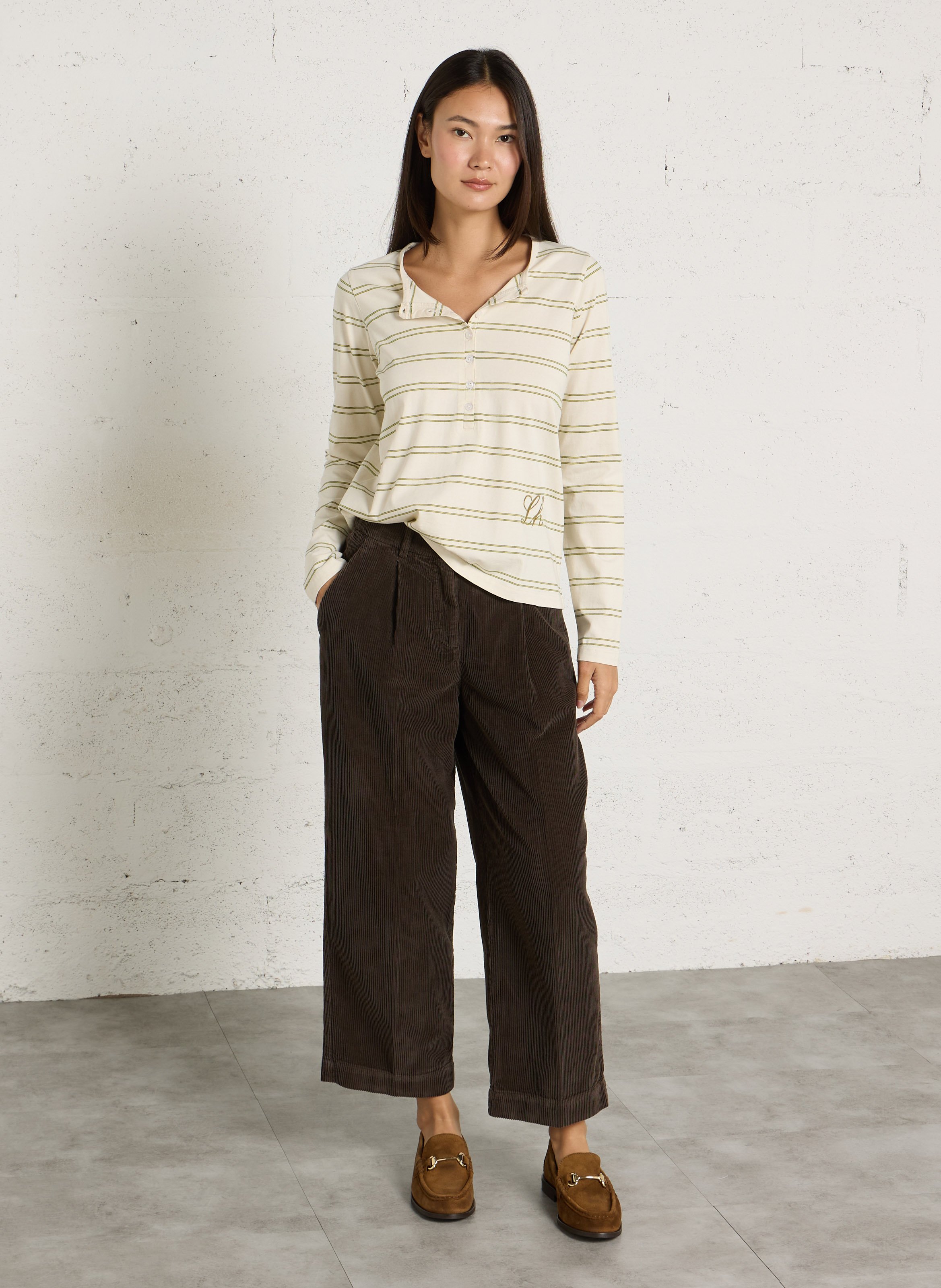 Striped organic cotton T-shirt LEON & HARPER White