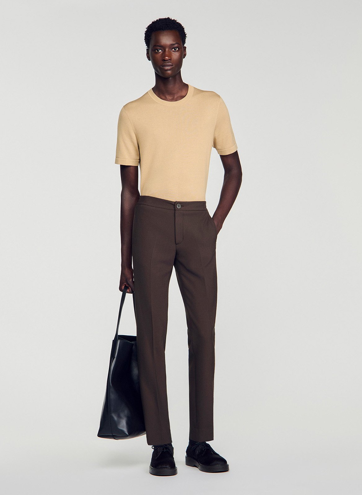 Carrot trousers SANDRO Brown