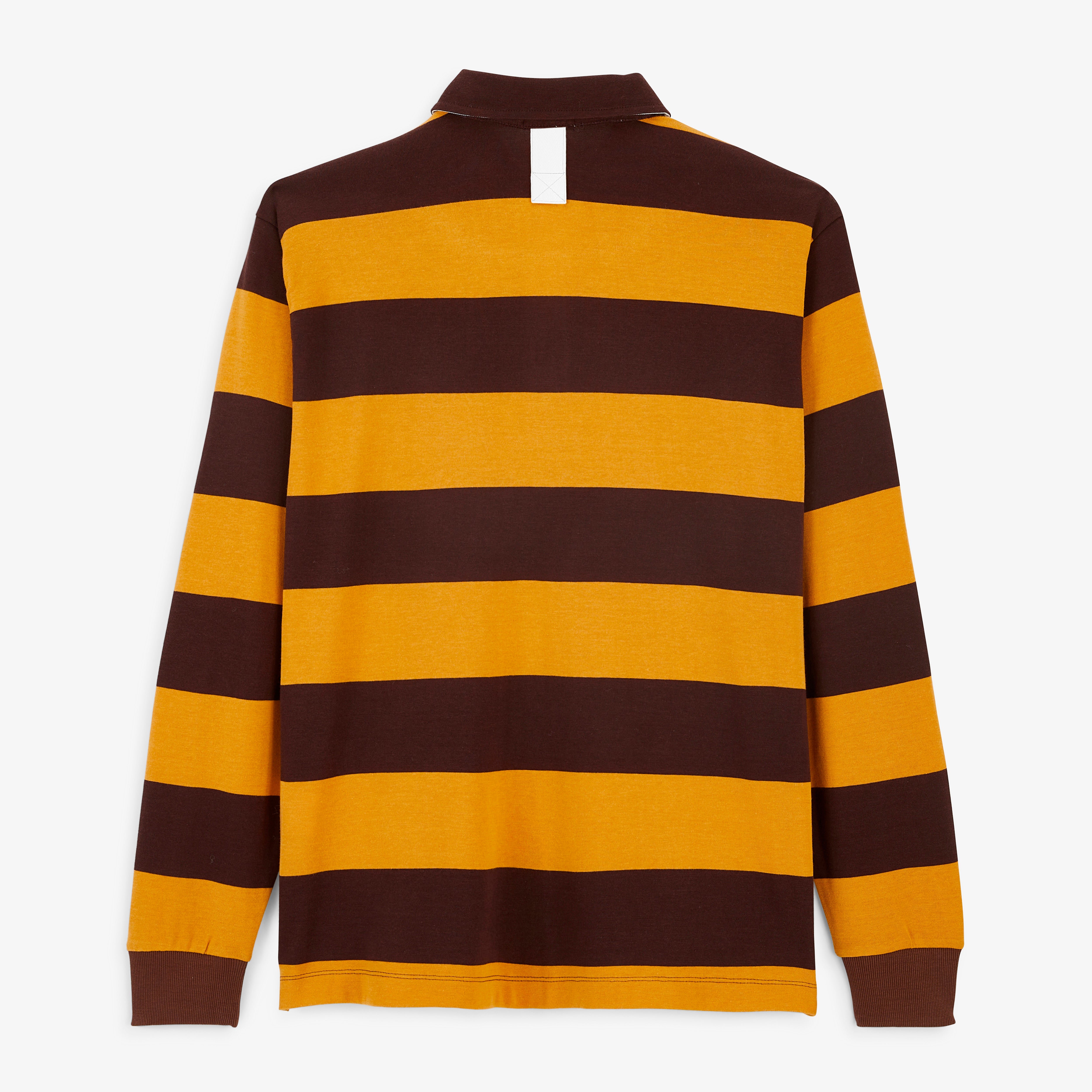 Brownie brown striped long-sleeved rugby polo shirt with BLANCO BIARRITZ embroidery SERGE BLANCO Brown