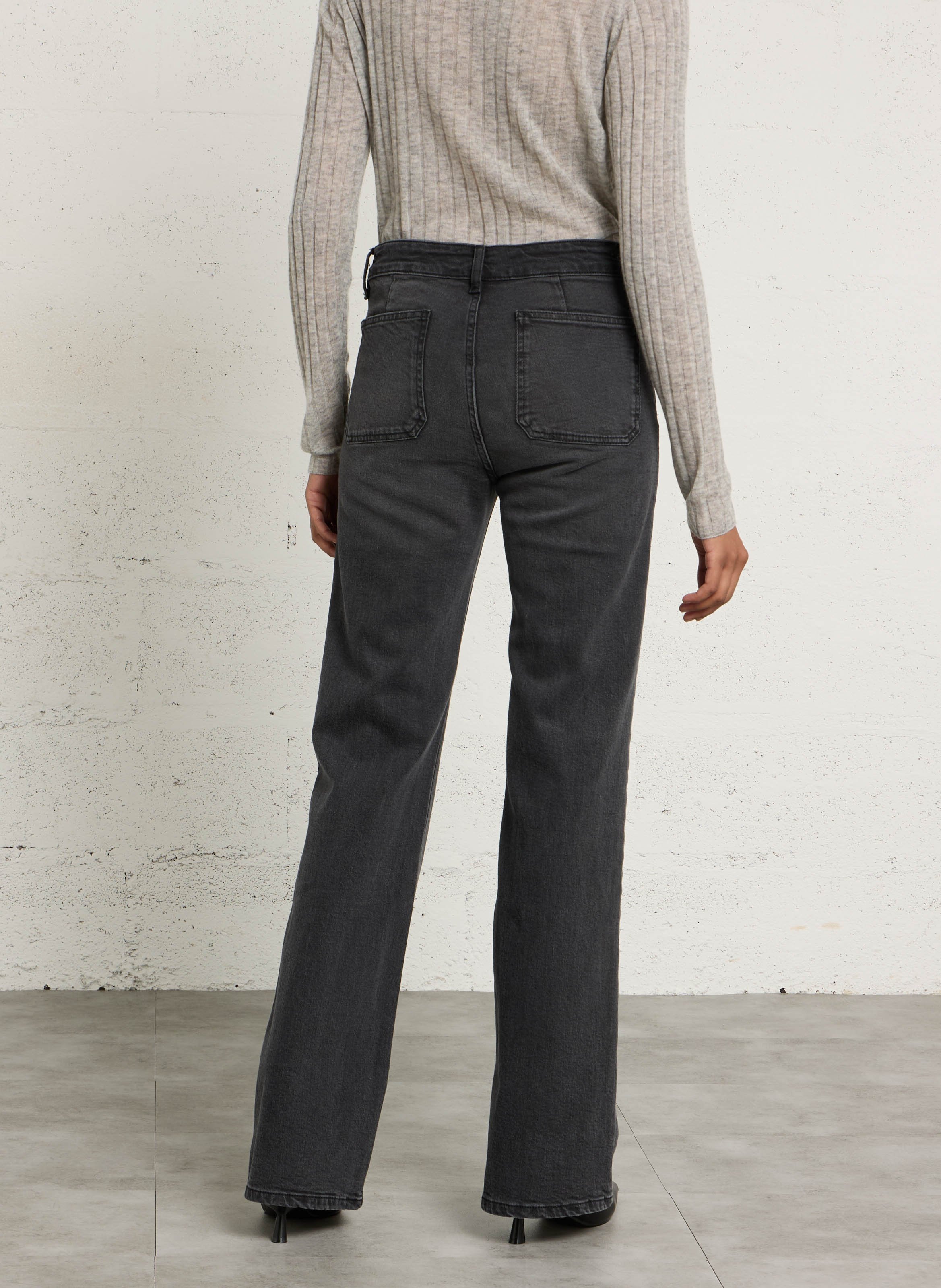 Flared Jeans aus Baumwoll-Mix mit hohem Bund ACQUAVERDE Schwarz