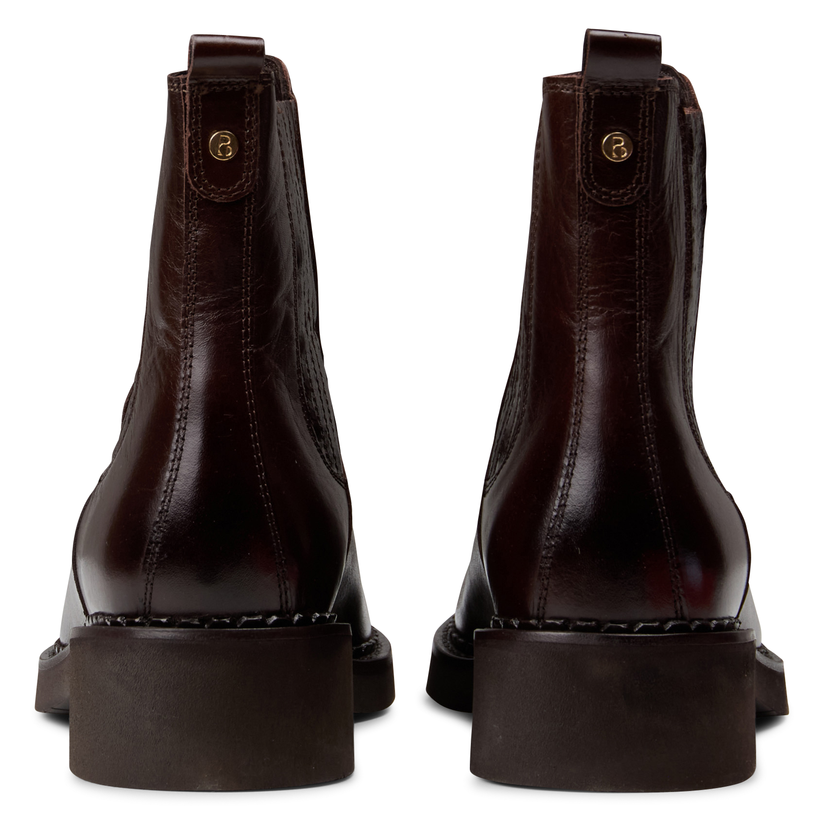 Round-toe leather ankle boots BOCAGE Brown