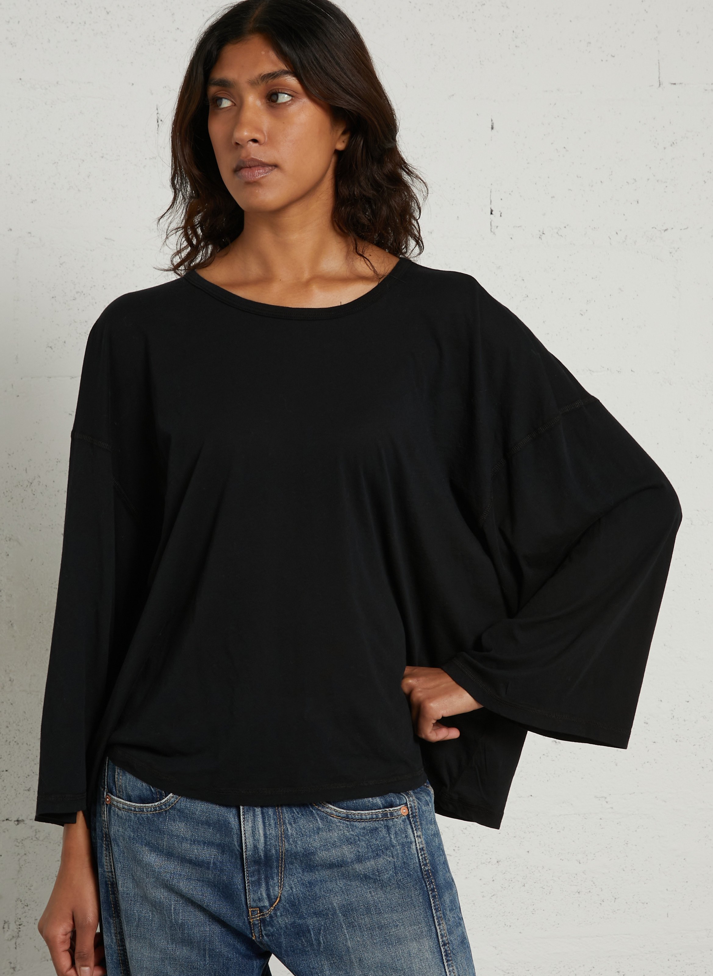 Loose round neck cotton t-shirt AMERICAN VINTAGE Black