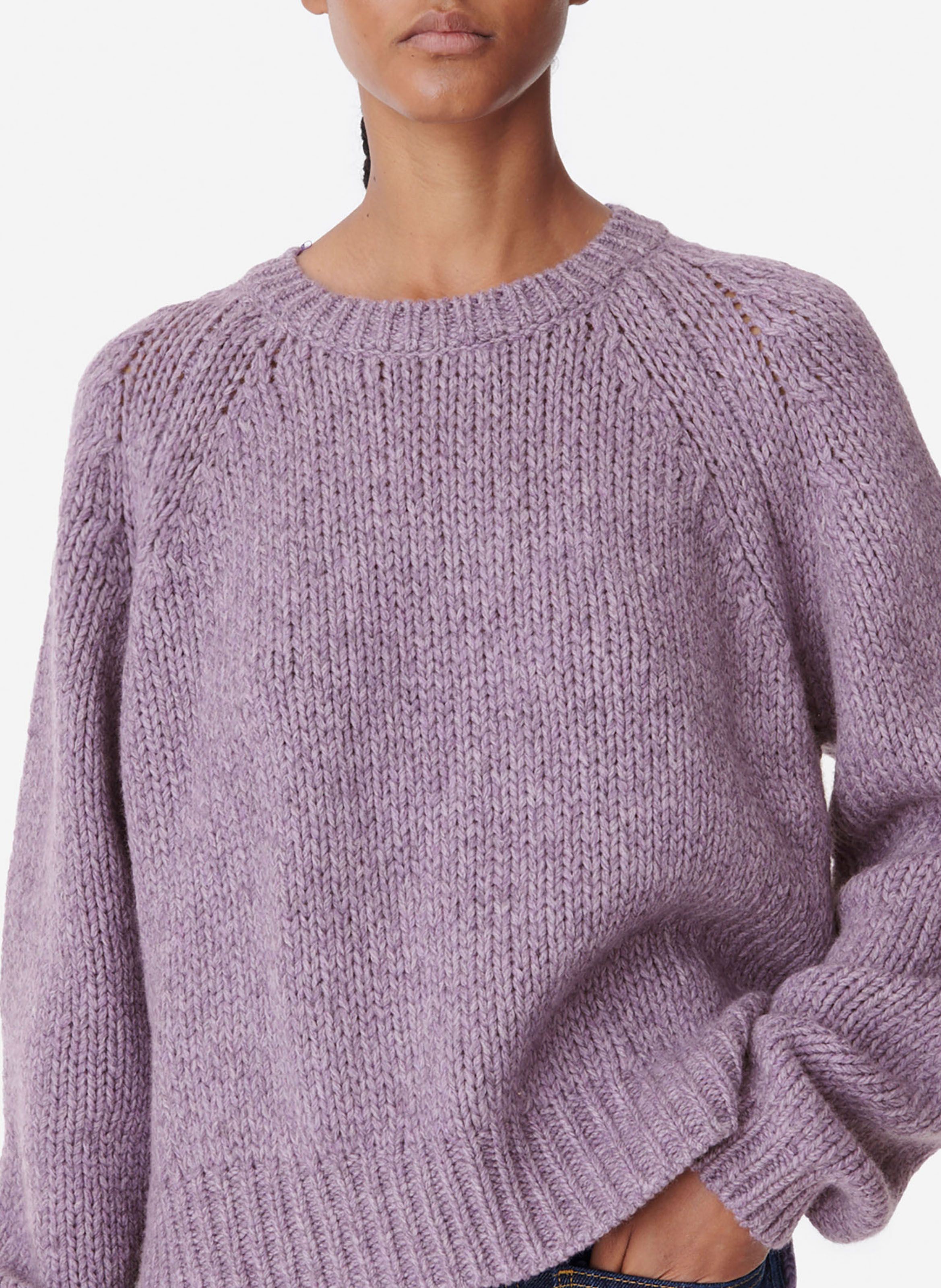 Purple Chunky look round neck wool sweater