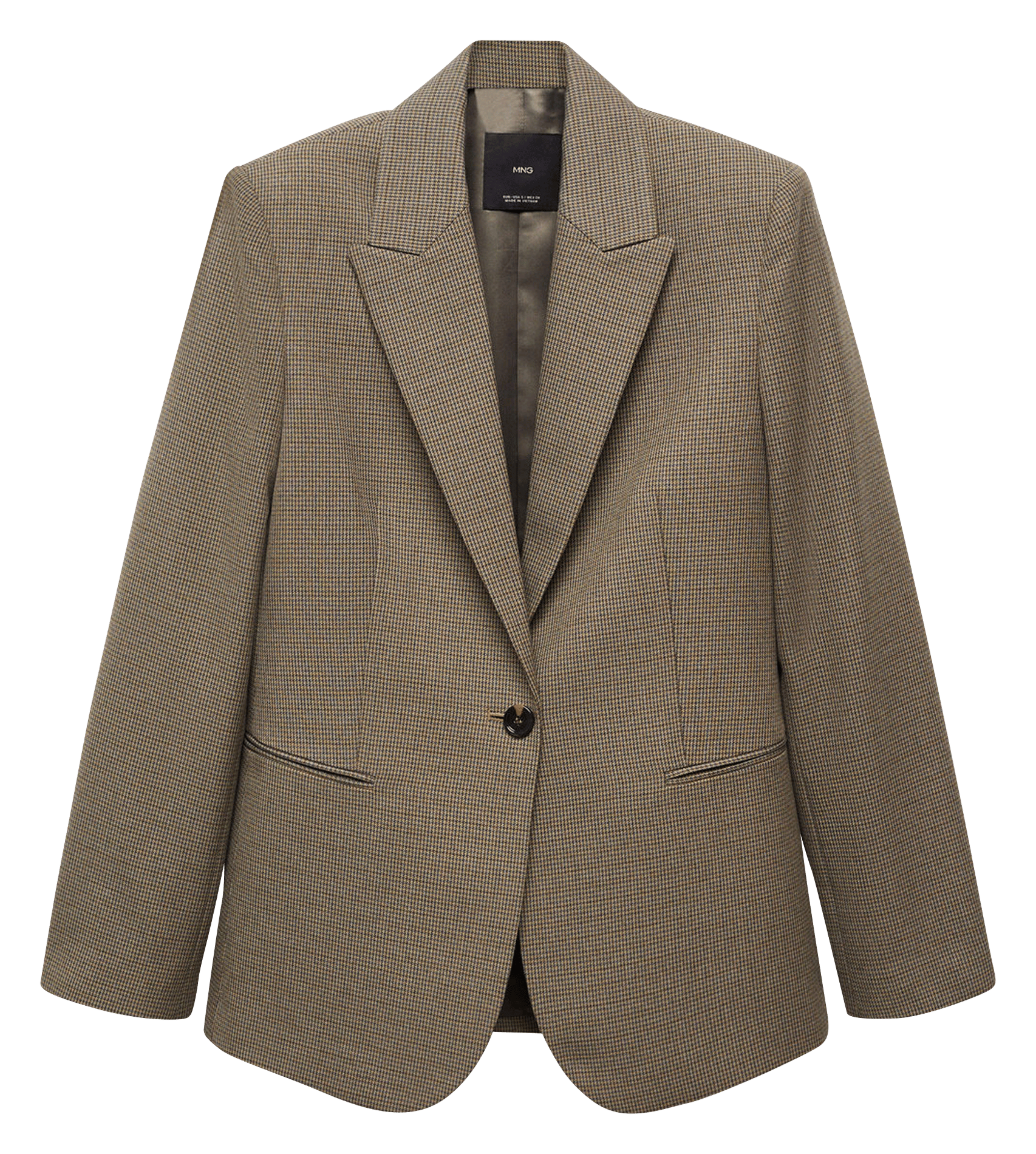 Straight printed tailored jacket BrownMANGO