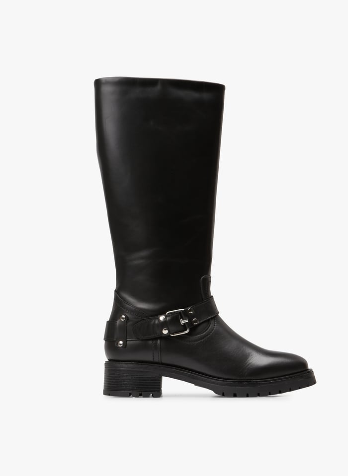 Bottes En Cuir Noir Ikks Femme Place des Tendances