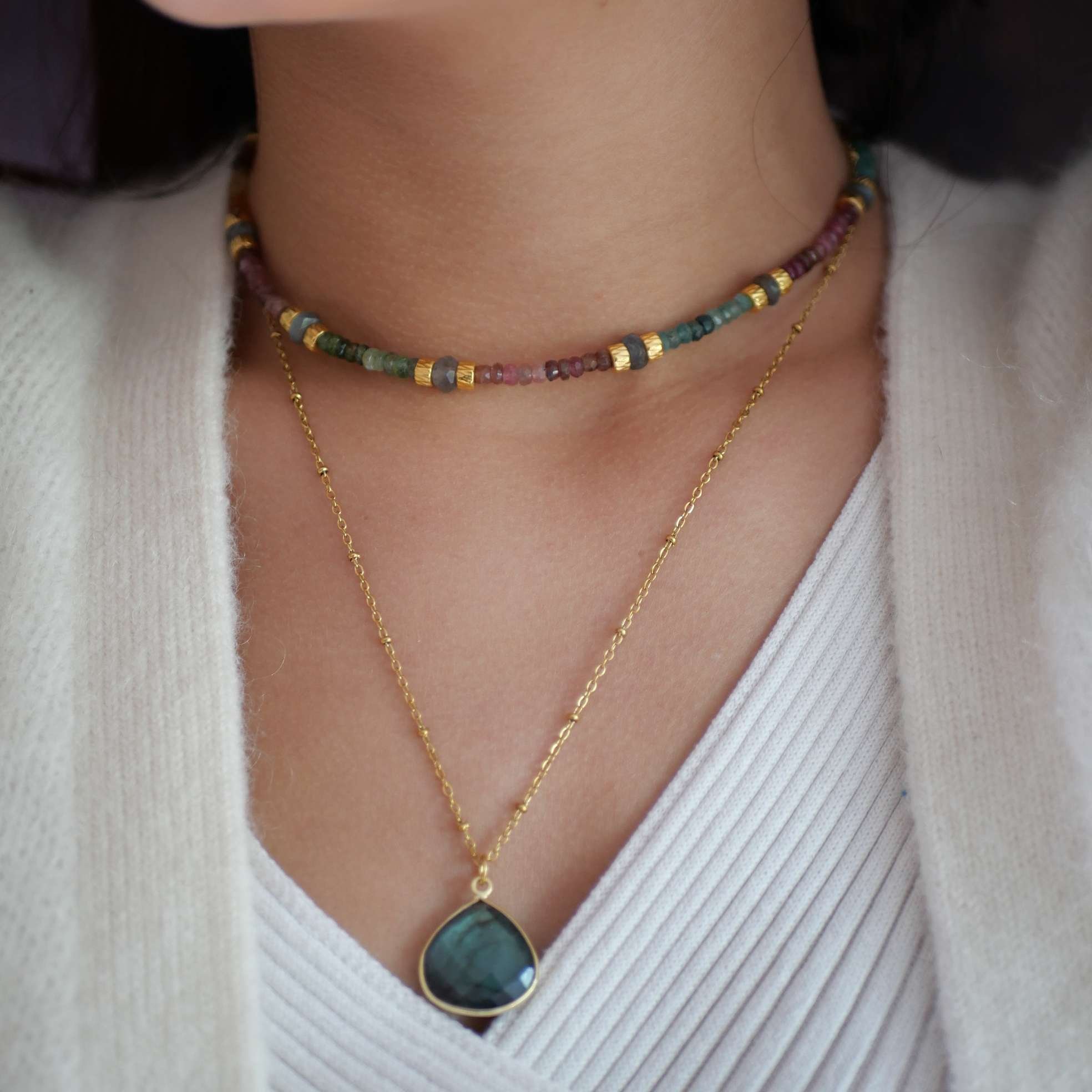 Tourmaline necklace GINANDGER Multicolored