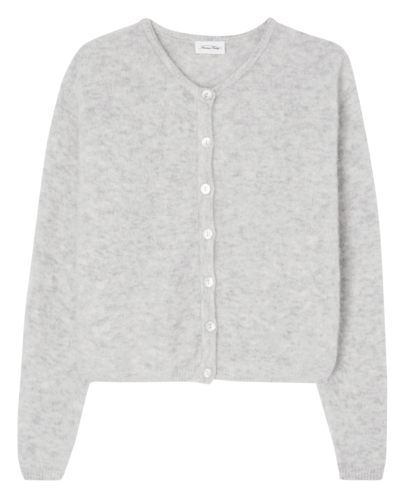 Wollmix-Strickjacke mit Rundhalskragen AMERICAN VINTAGE Grau