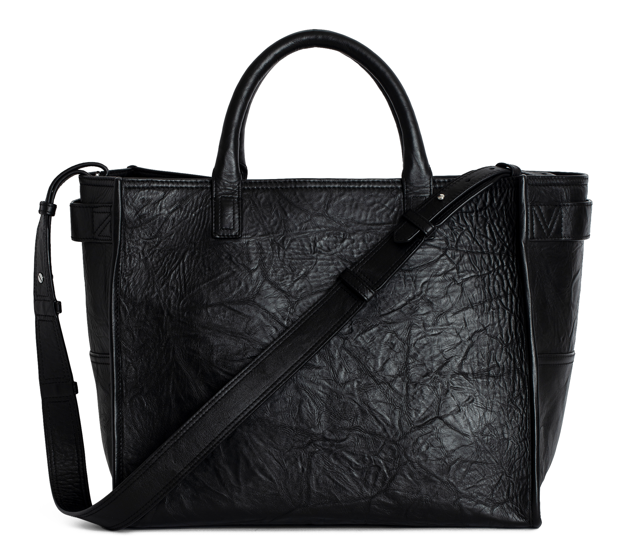 Shopper tas van gekreukt leer ZADIG&VOLTAIRE Zwart