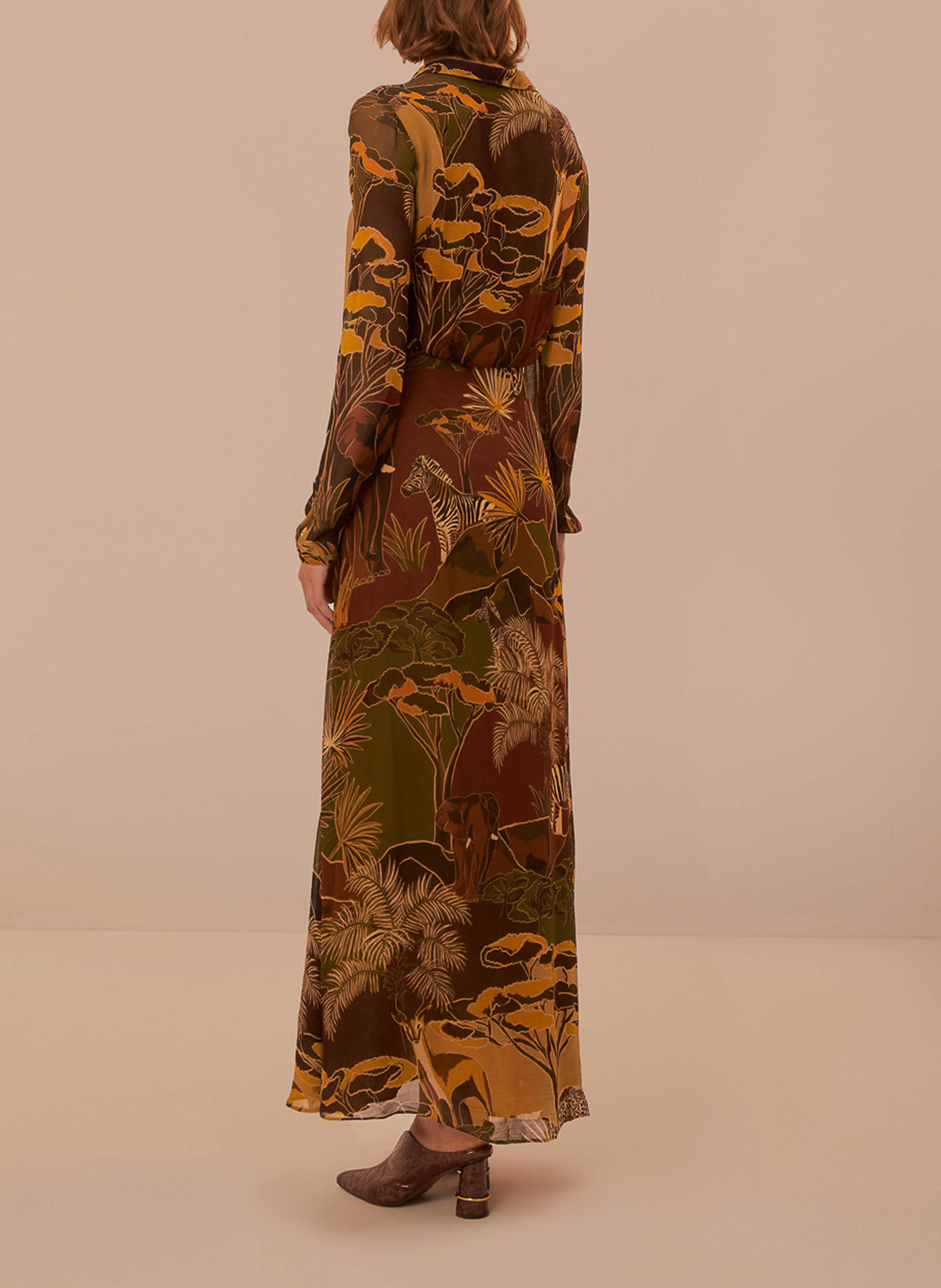 Dana long printed dress FARM RIO Brown