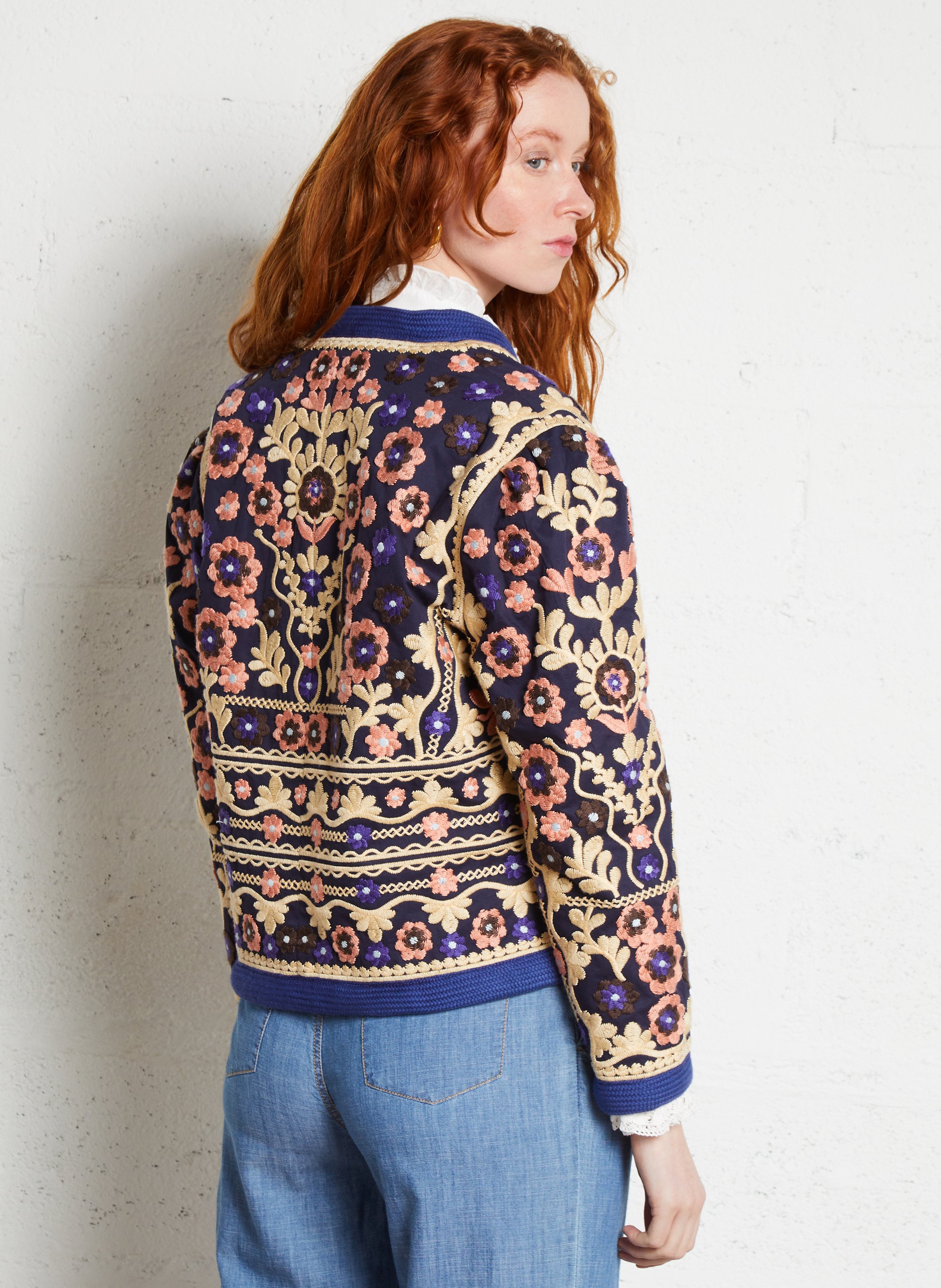 Round-neck cotton cardigan ANTIK BATIK Blue