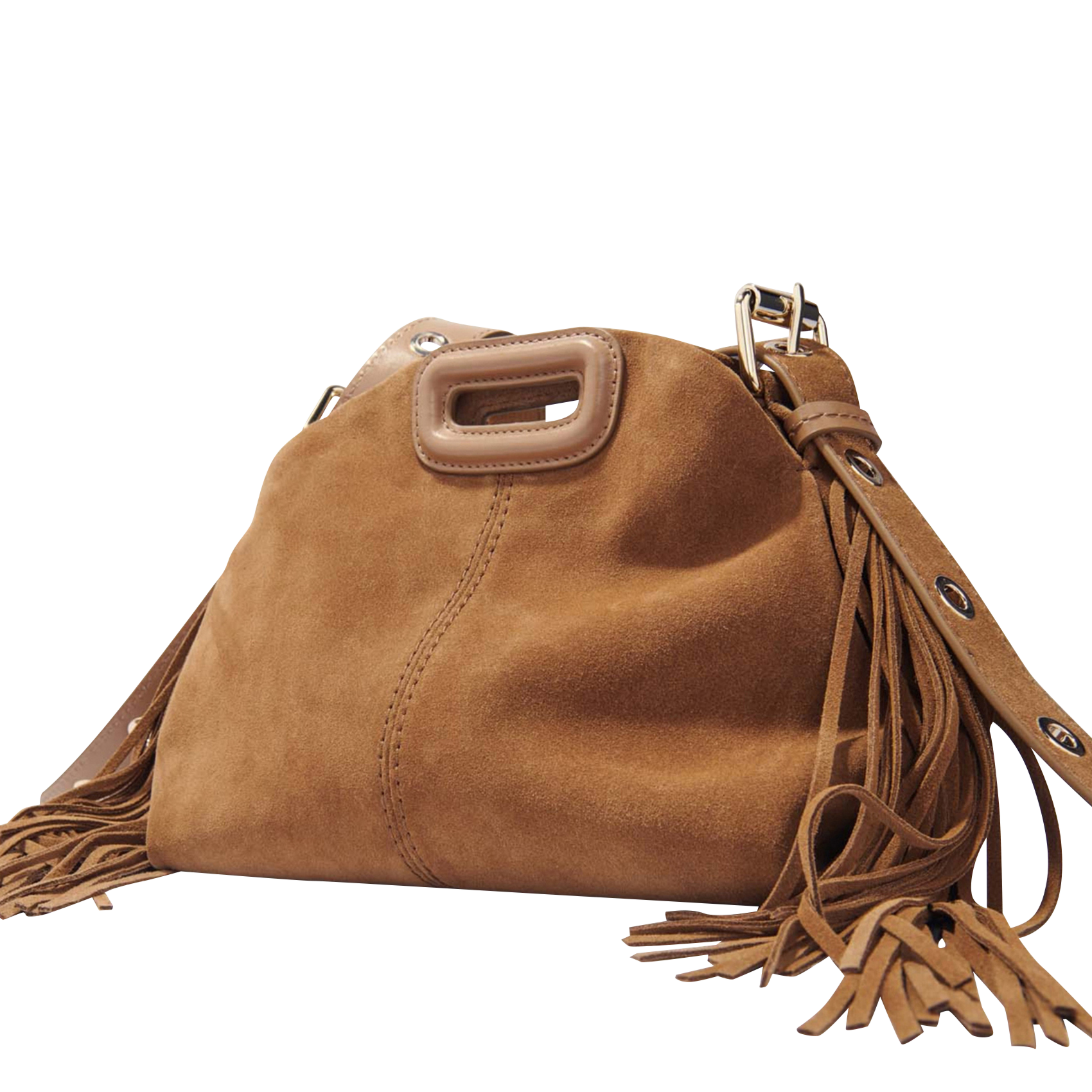 Sac bandoulière en cuir velours MAJE Marron