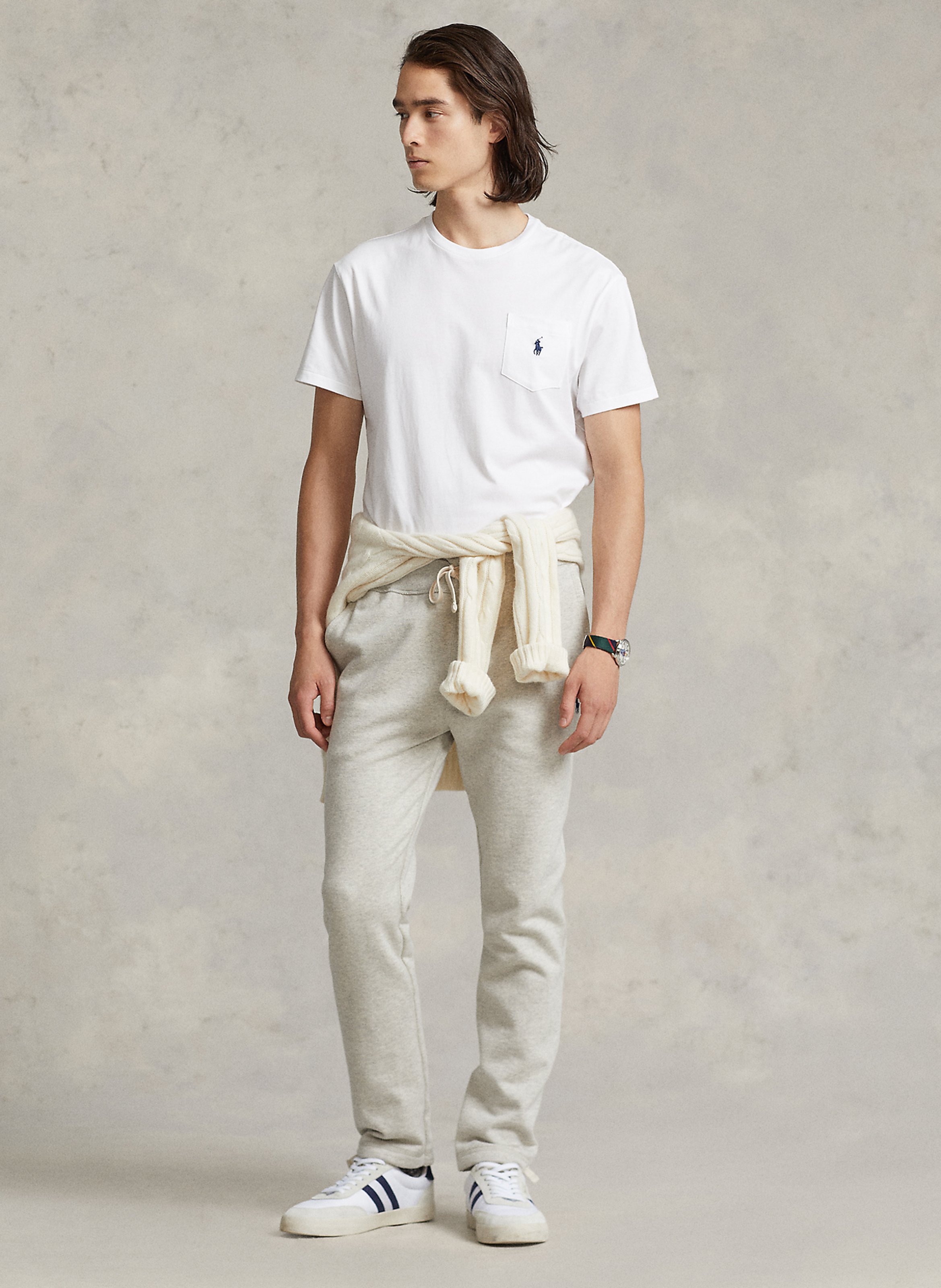 Tee-shirt col rond classic-fit brodé en coton POLO RALPH LAUREN Blanc