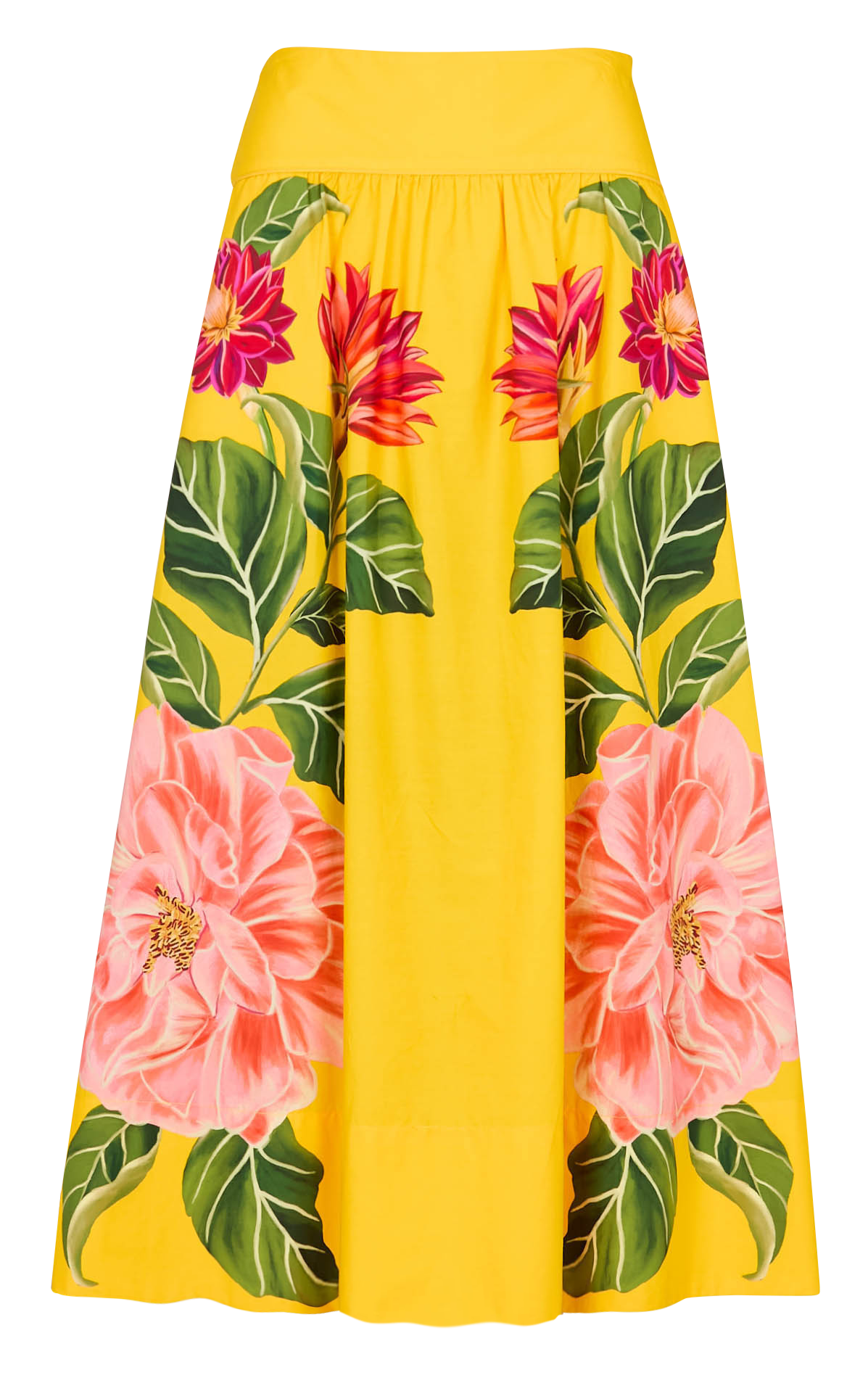 Bedruckter Midirock aus Baumwolle FARM RIO Gelb