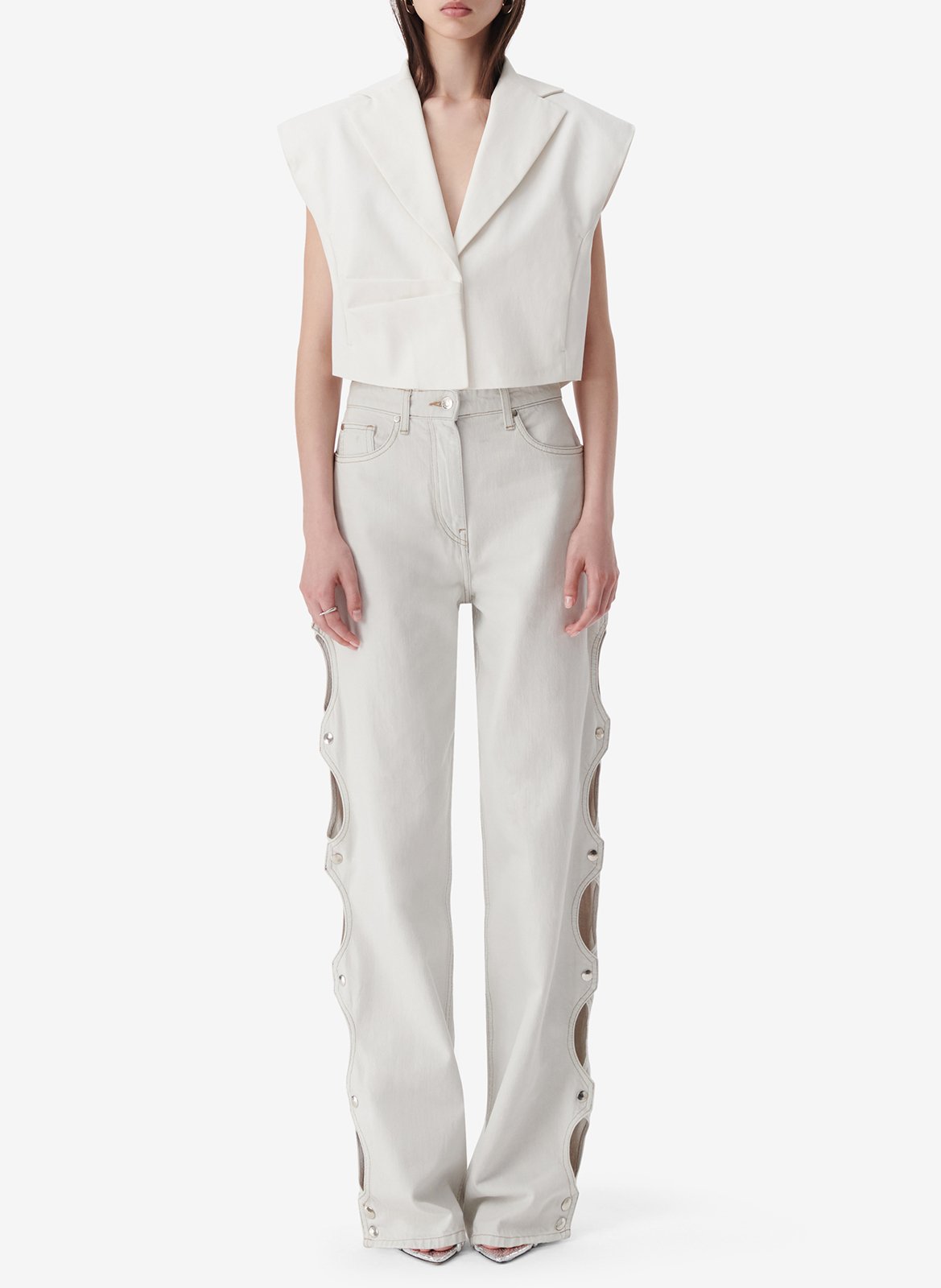 Sleeveless denim shirt with classic collar IRO White