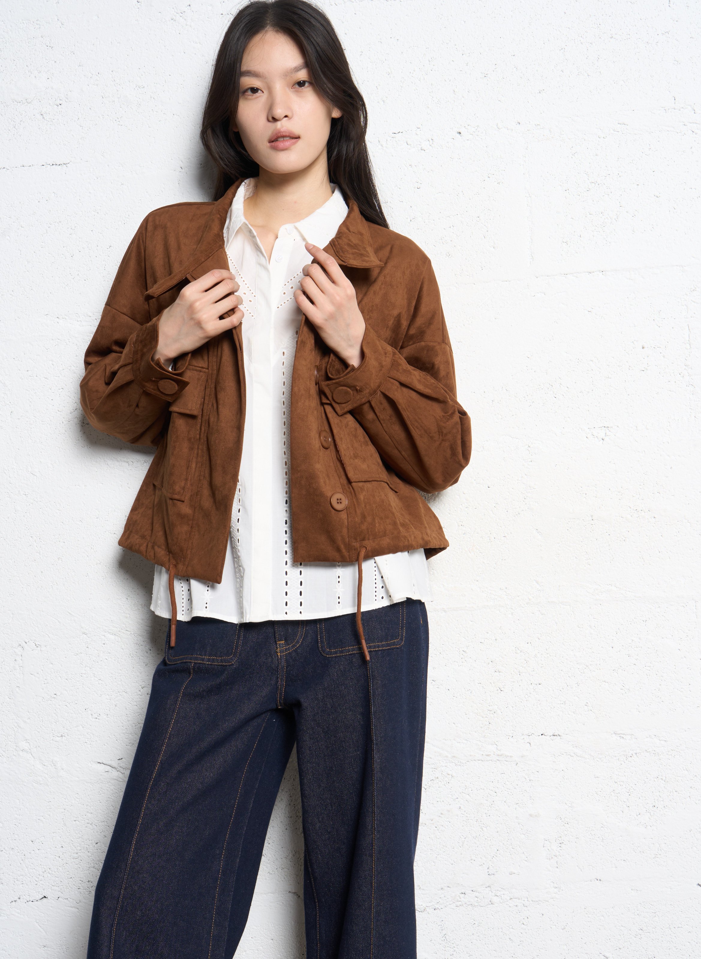 Oversize-Jacke mit Stehkragen SUNCOO Braun