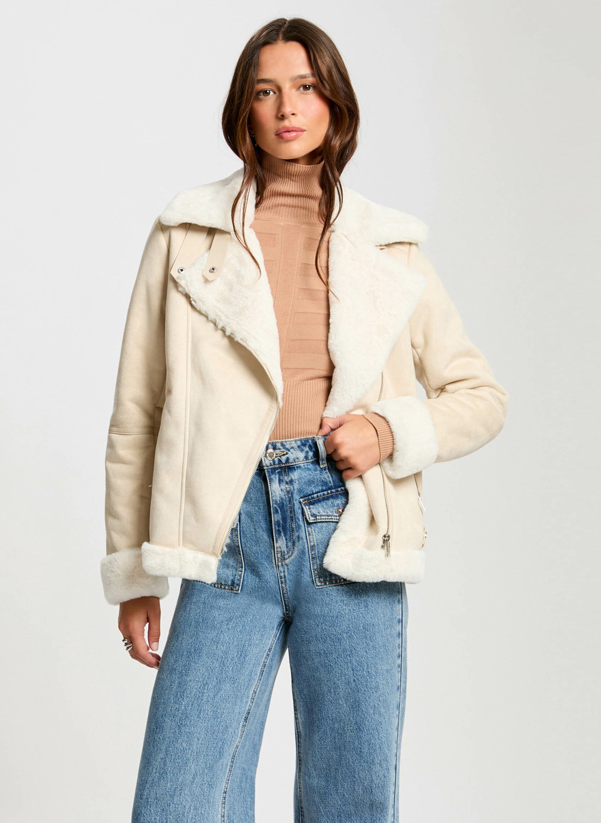 Veste droite col classique MORGAN Beige