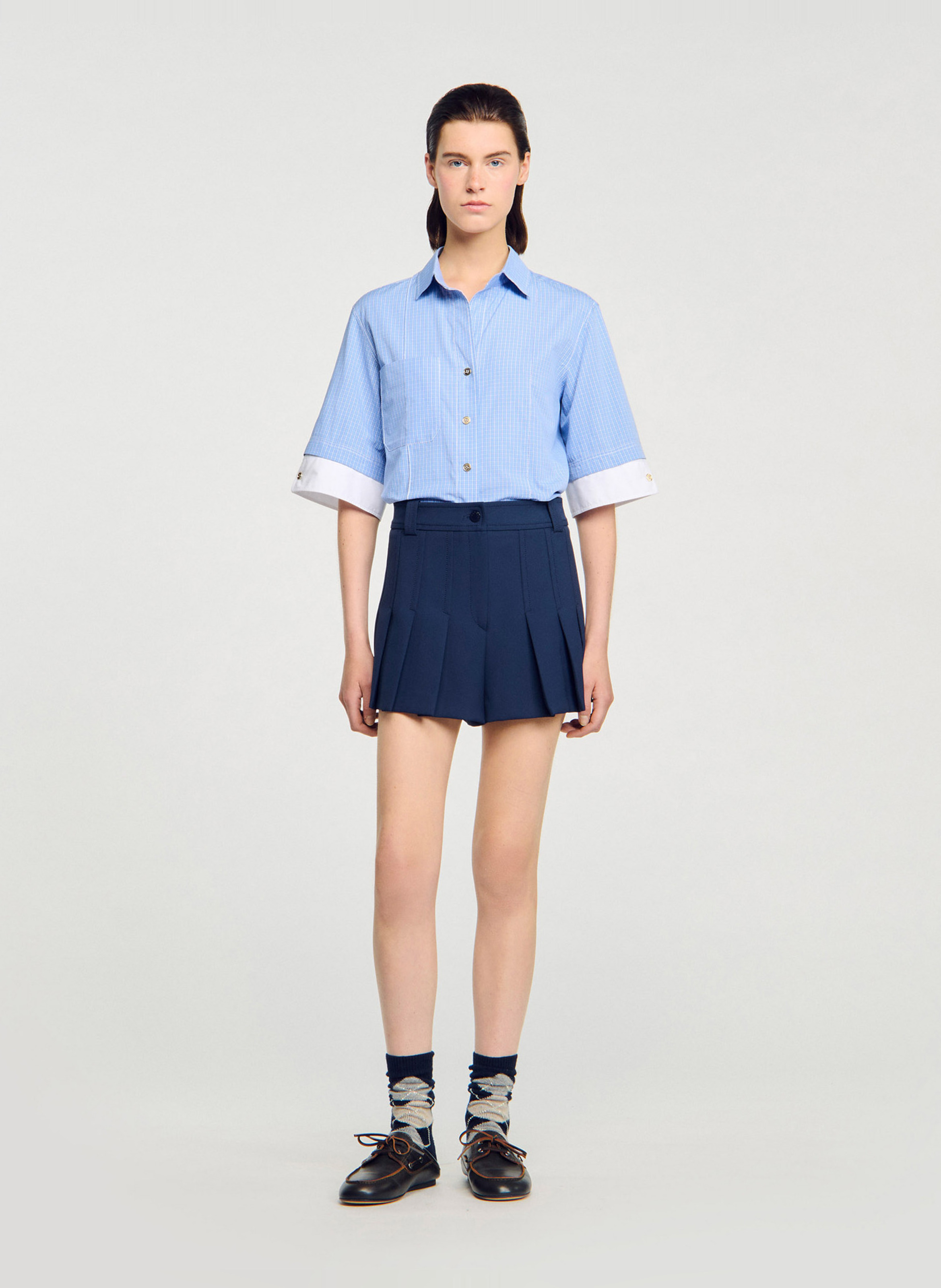Short court plissé SANDRO Bleu