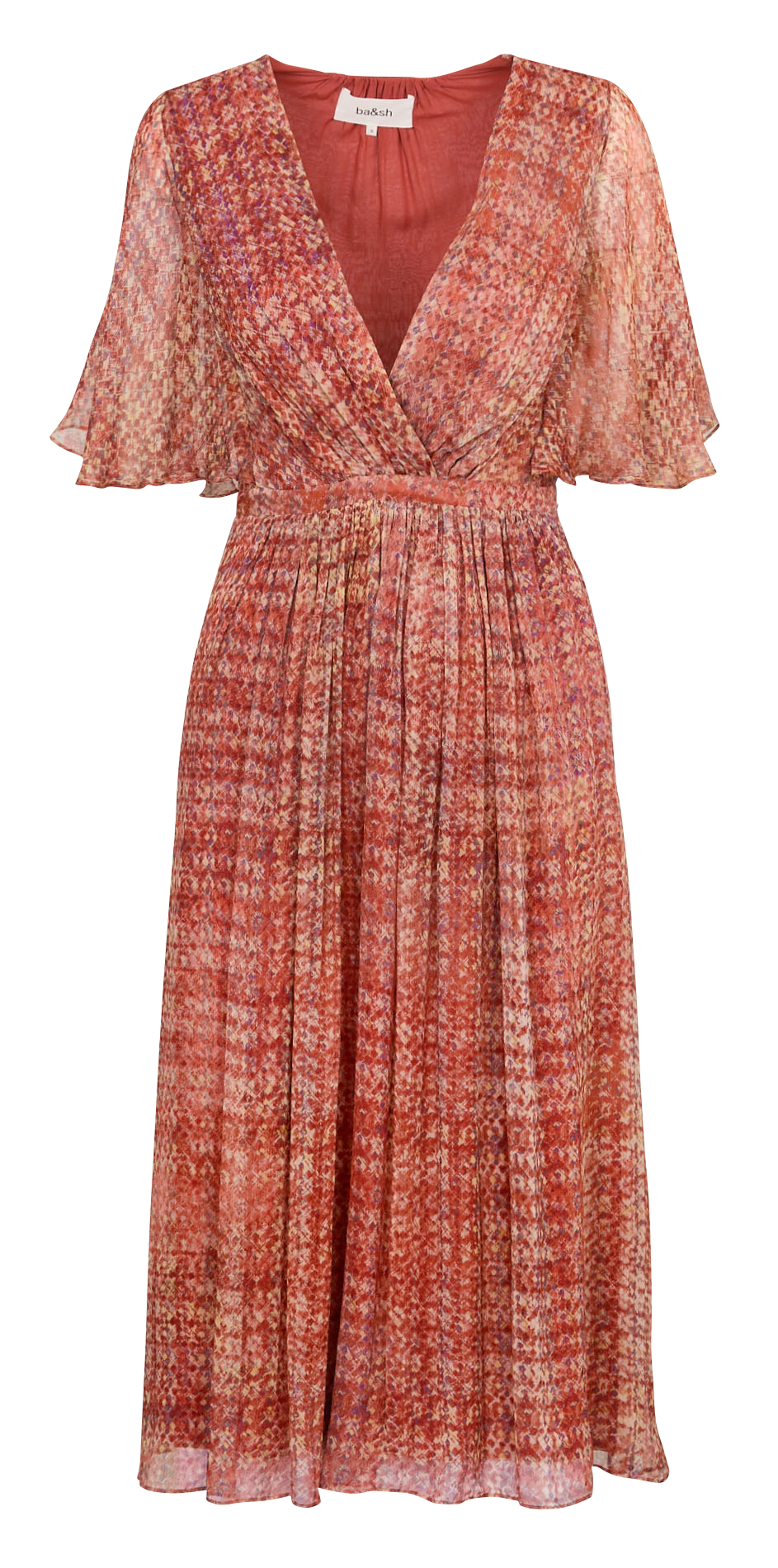 Halflange jurk met V-hals en print BA&SH Roze