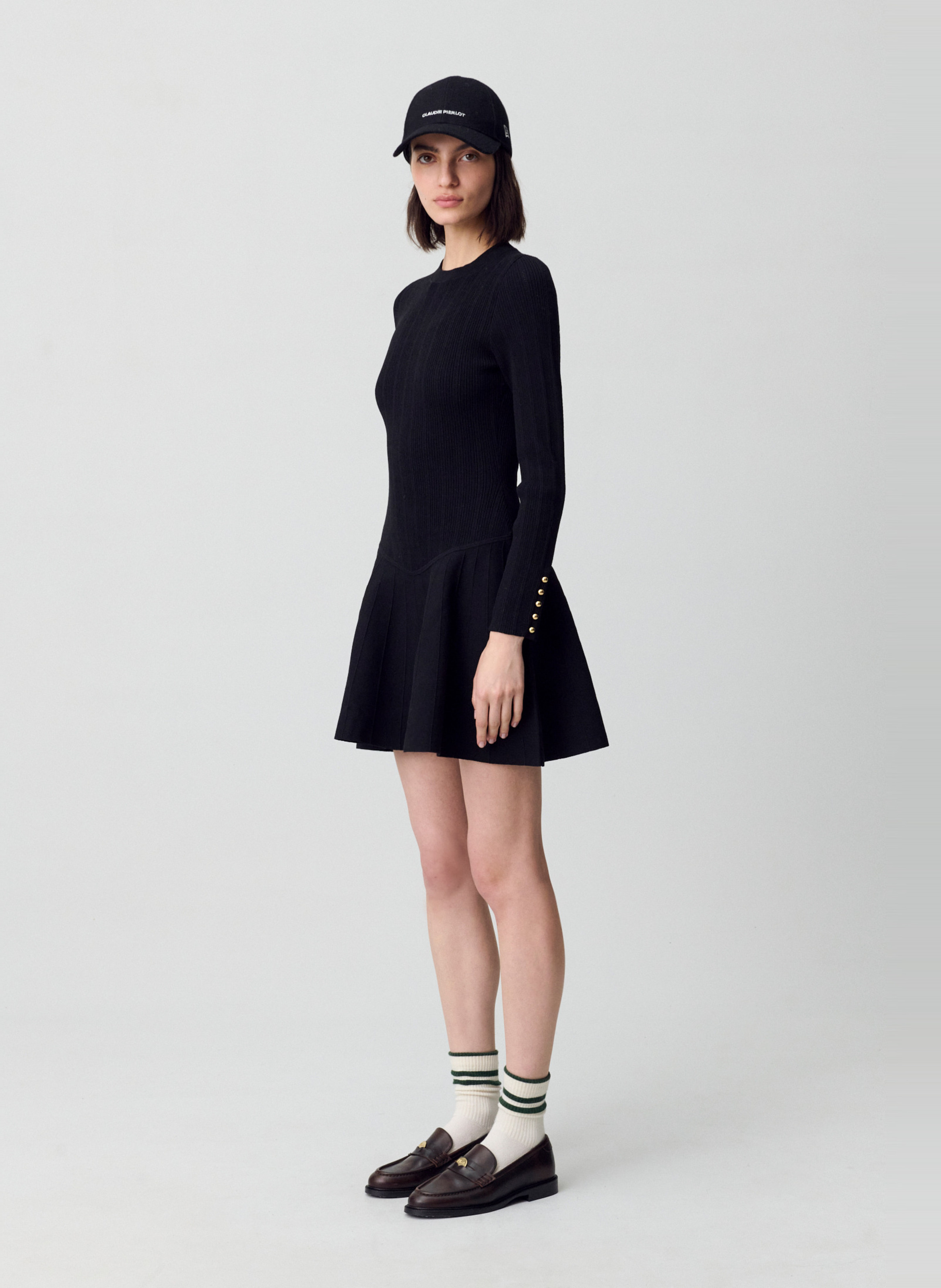 Robe courte en maille Noir