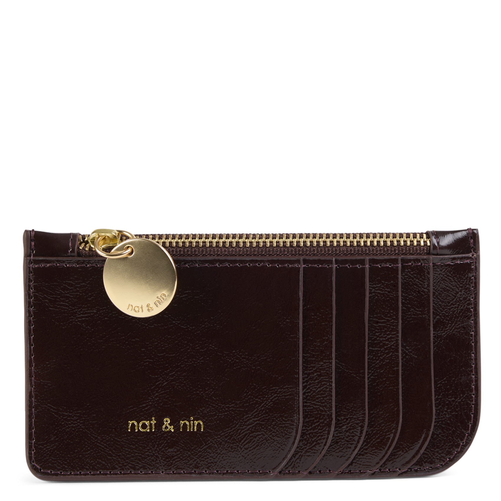Porte-cartes zippé en cuir NAT & NIN