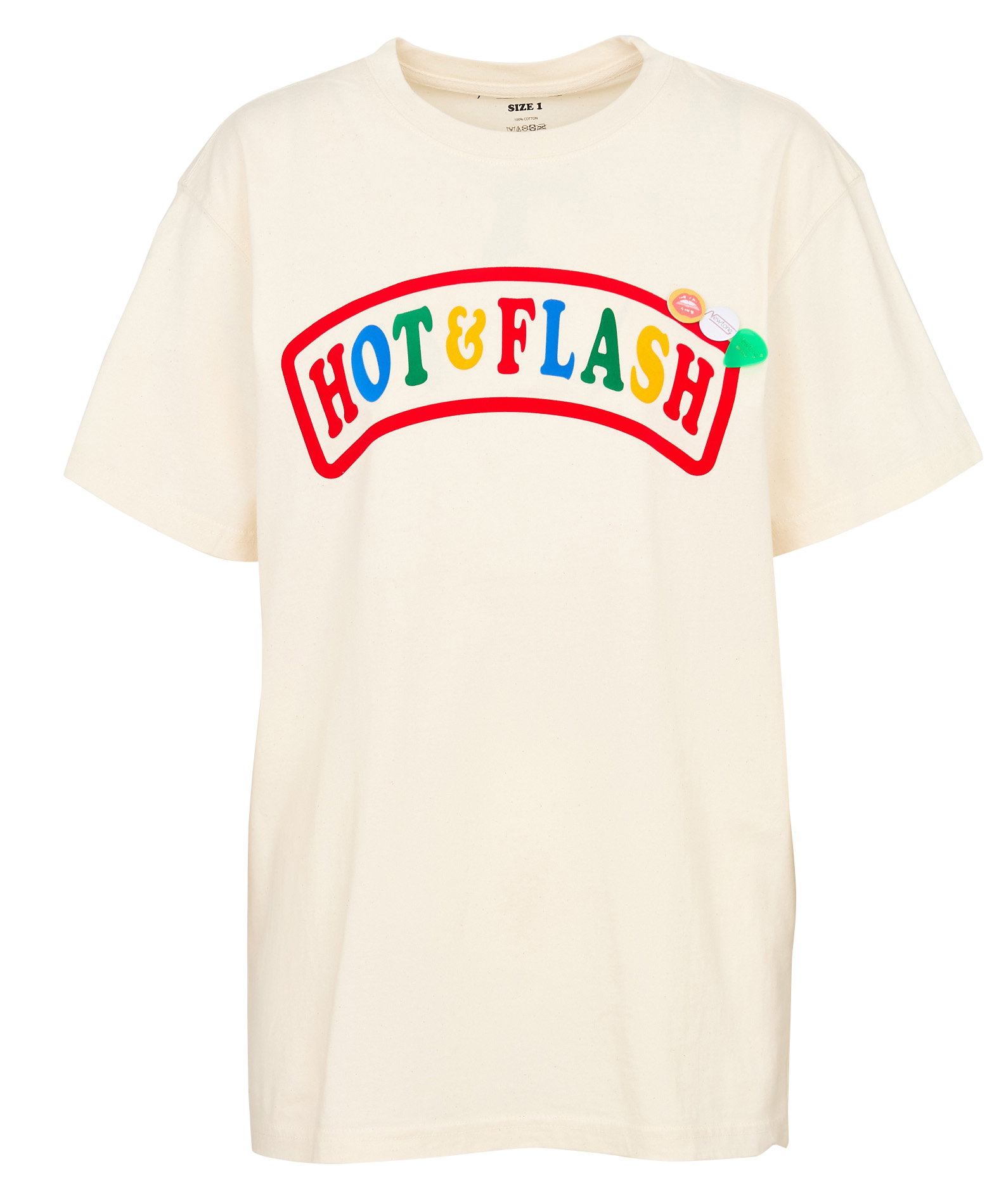 Straight fit round neck t-shirt with velvet screen print in cotton NEWTONE Beige