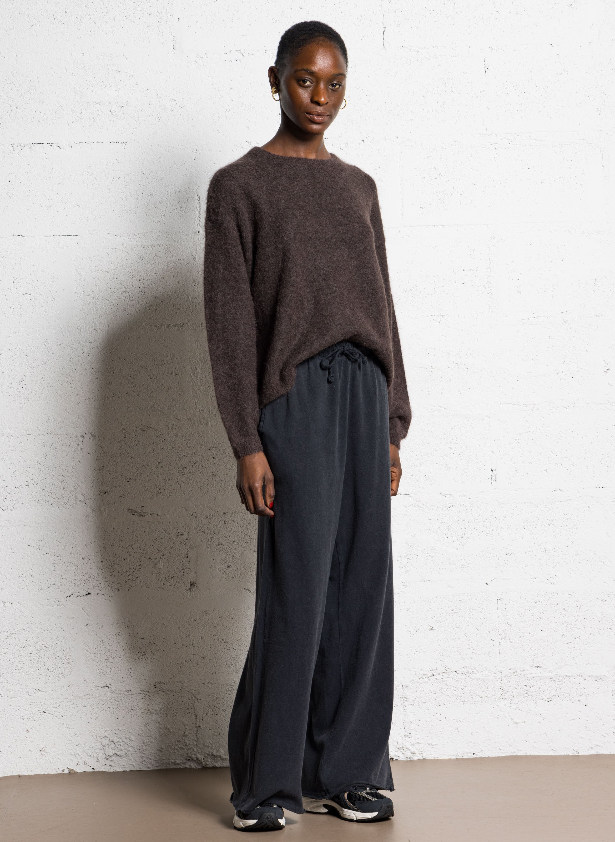 Pull droit en alpaga mélangé AMERICAN VINTAGE Noir