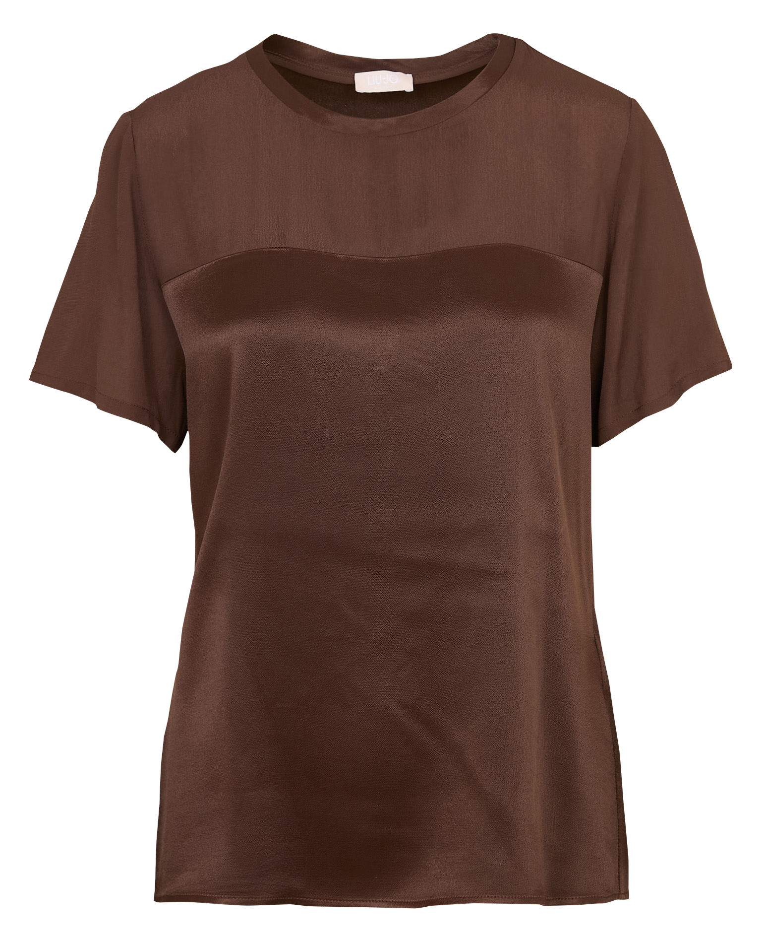 Damen T-Shirt mit kurzen Ärmeln in einfarbigem Fließgewebe LIU JO Braun