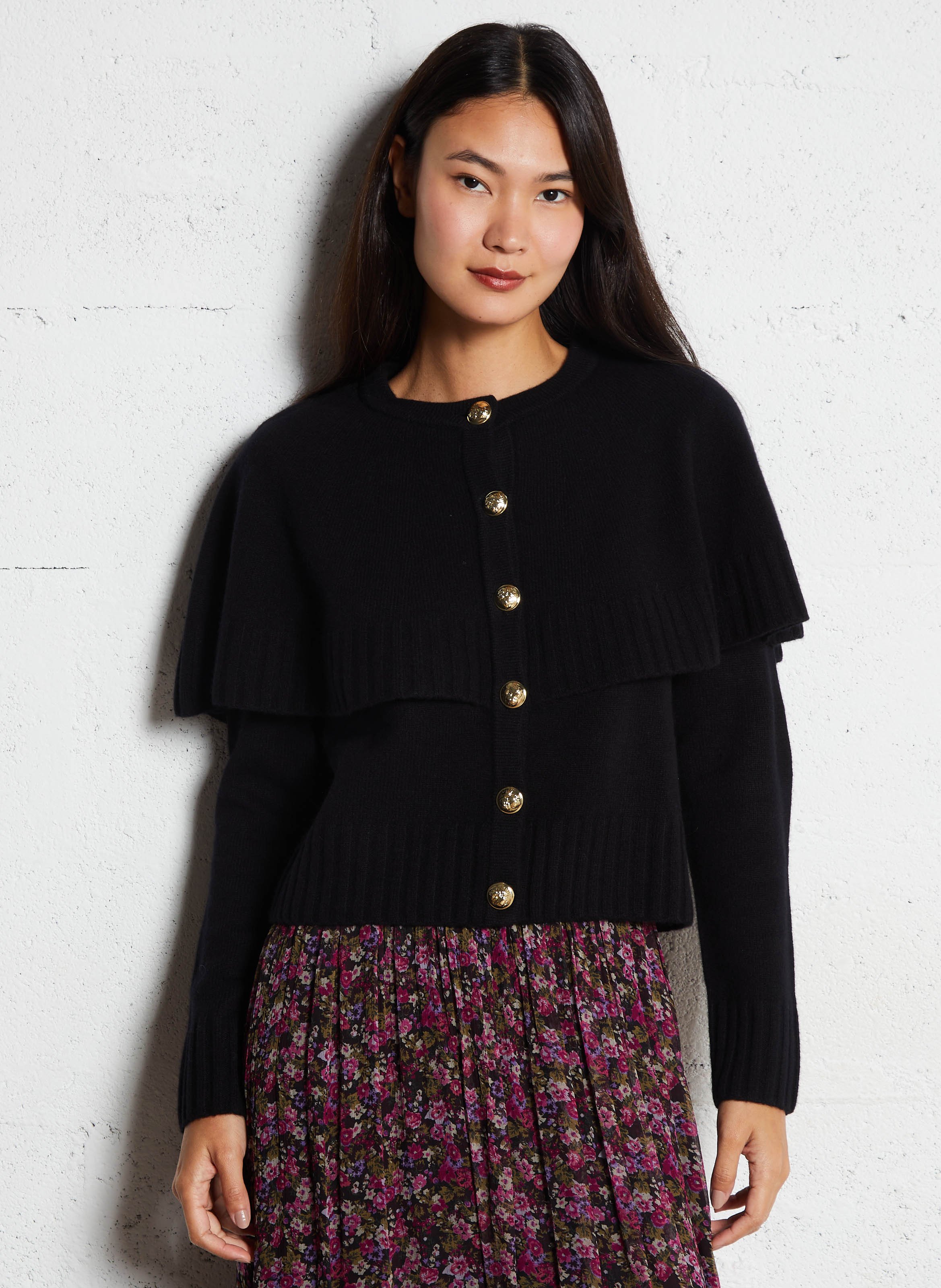 Strickjacke aus Wolle mit Rundhalsausschnitt BERENICE