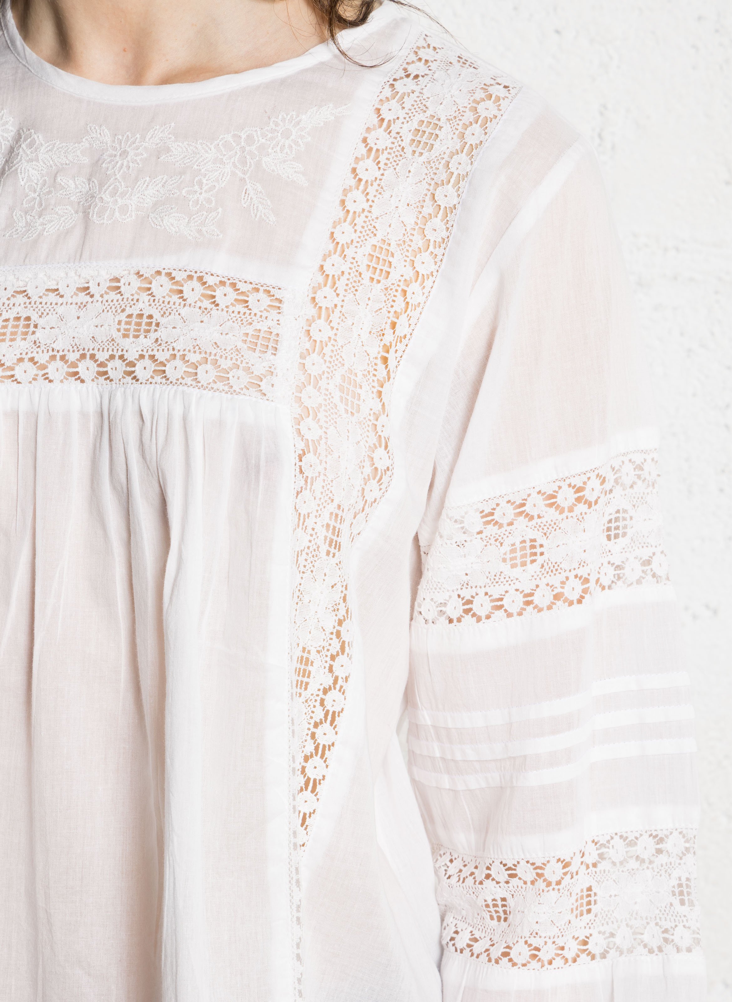 Chemise droite unie en dentelle  SUD EXPRESS Blanc