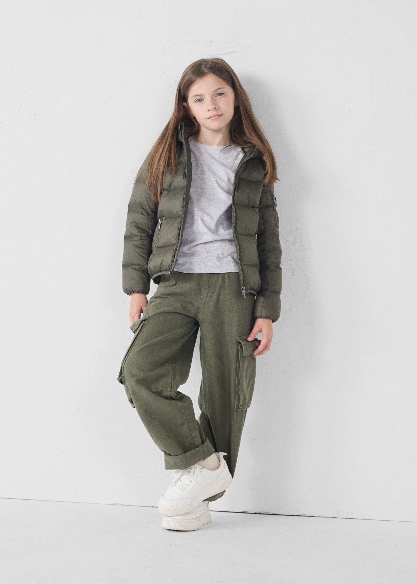 Kids' hooded down jacket for extreme cold Kazan. JOTT Green