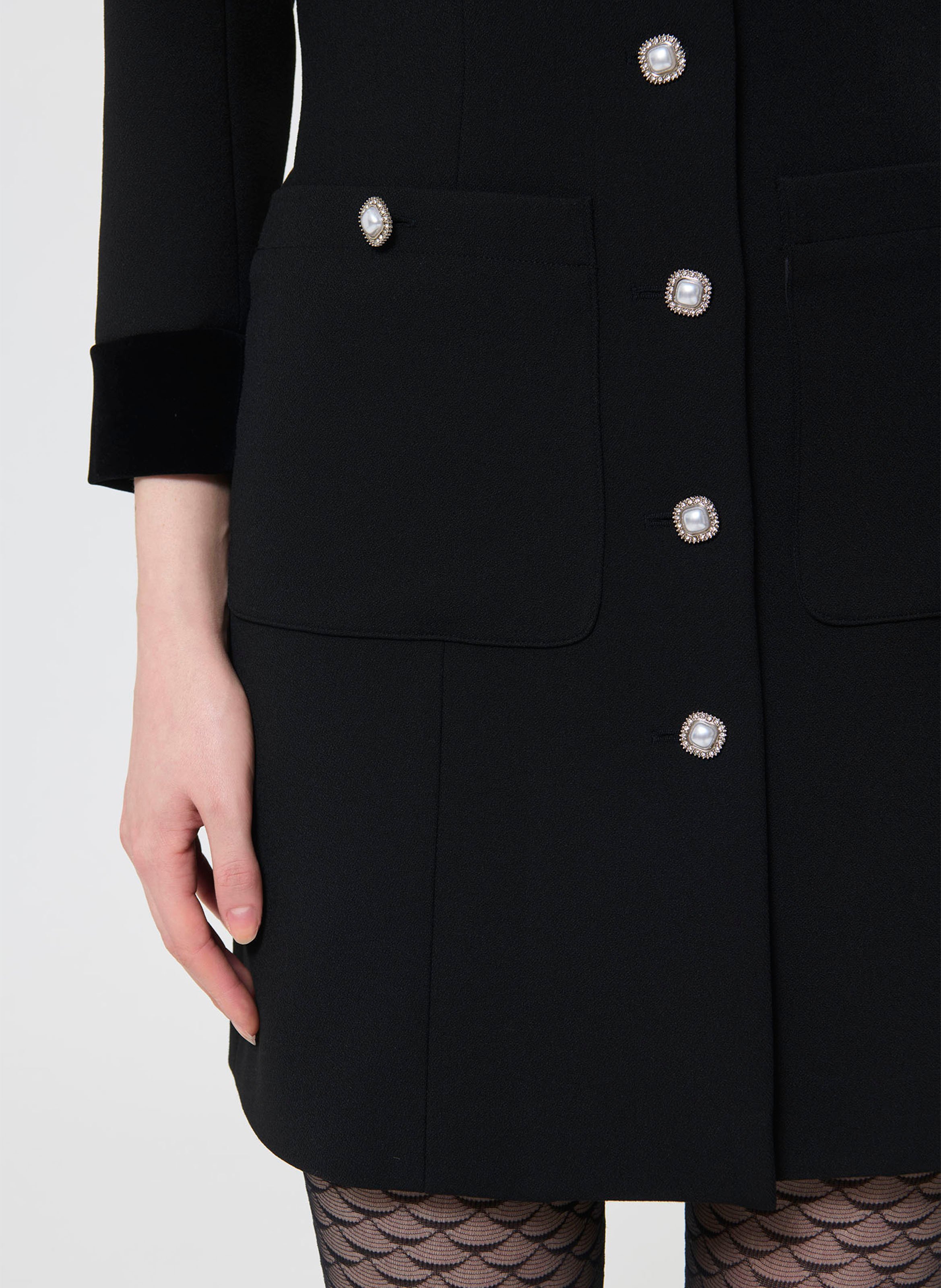 Fitted short dress with V-neck solid color TARA JARMON Black