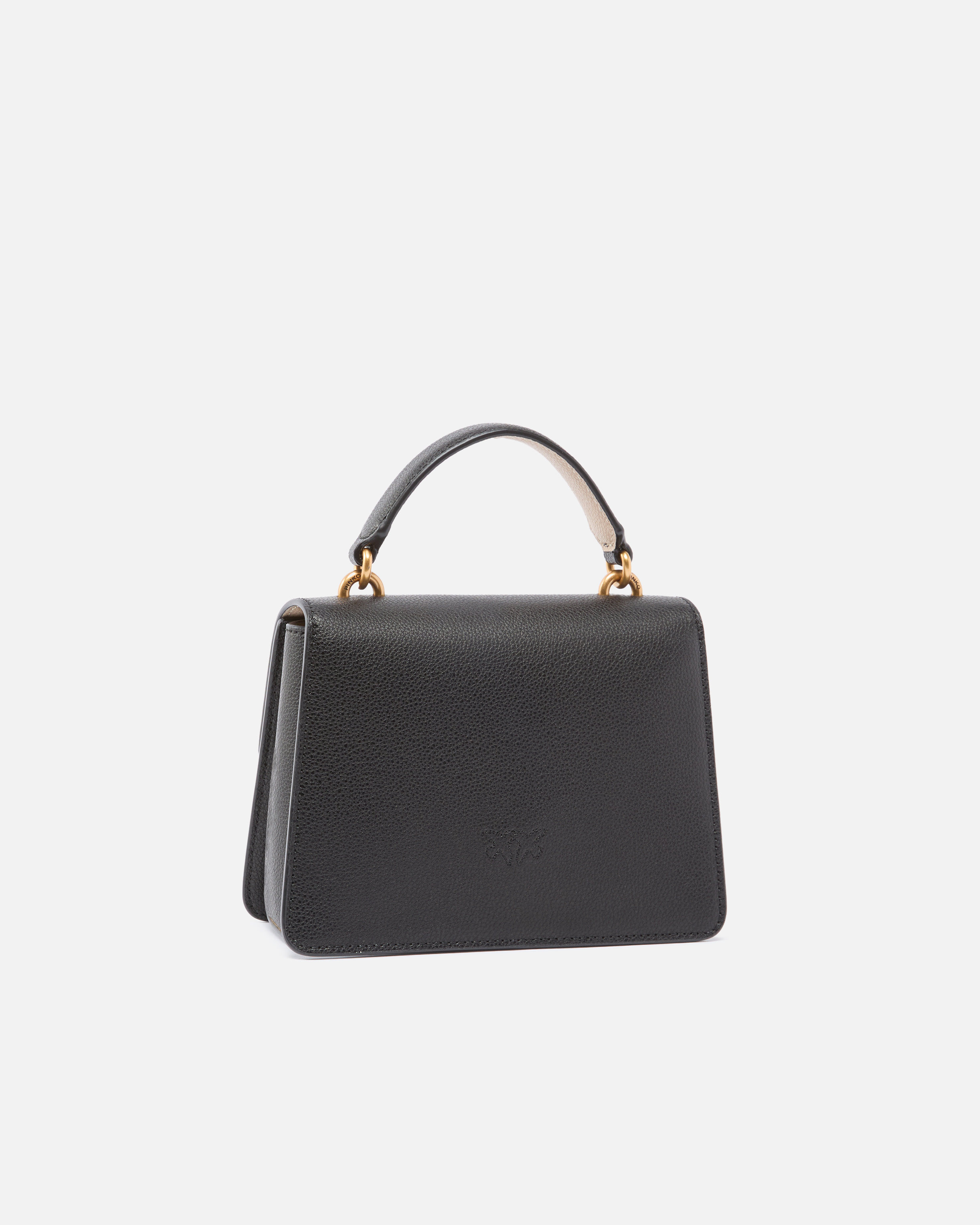 Small light mini love bag with top handle in full-grain leather PINKO Black