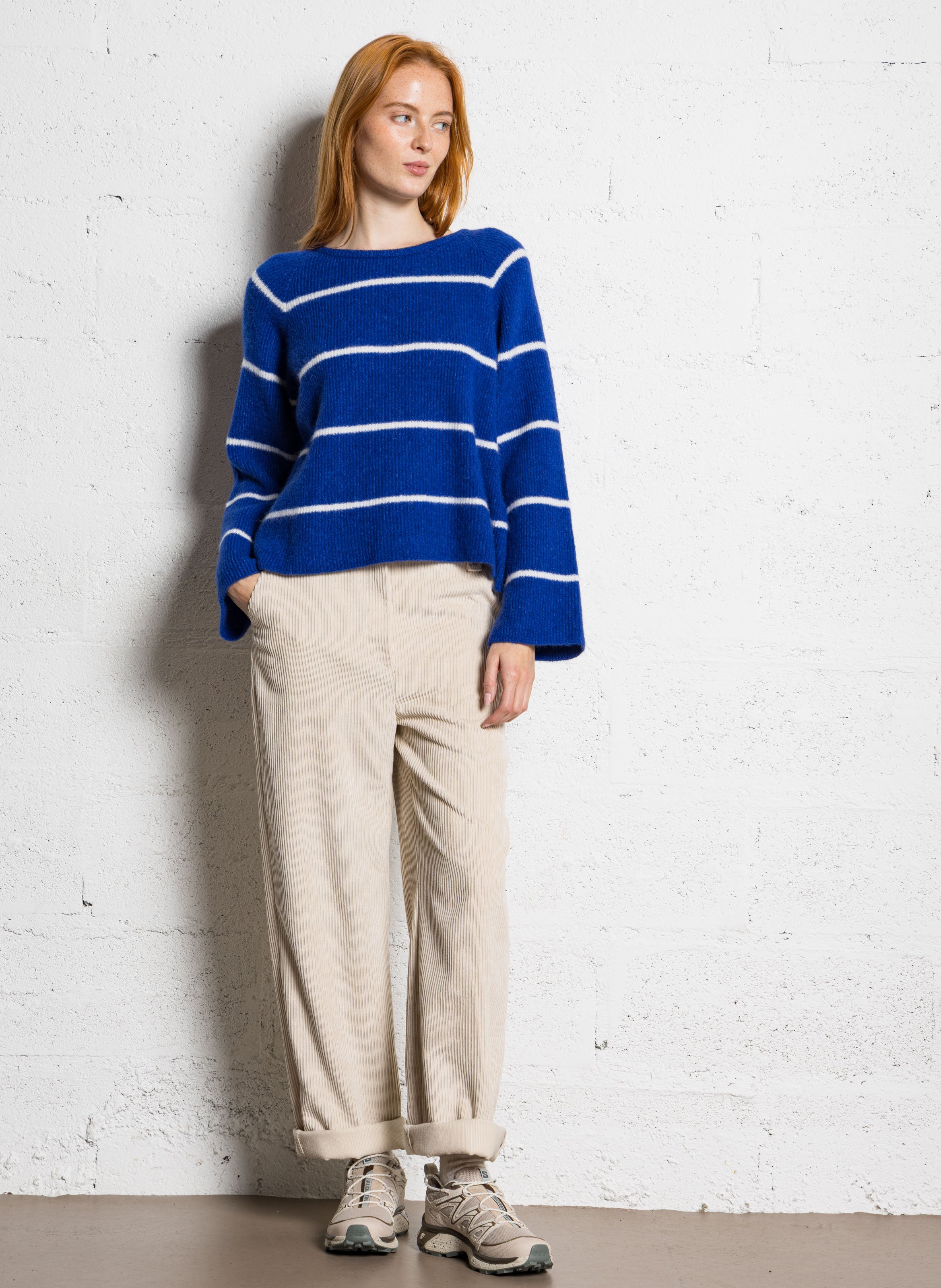 Wool-blend loose-fit striped sweater AMERICAN VINTAGE Blue