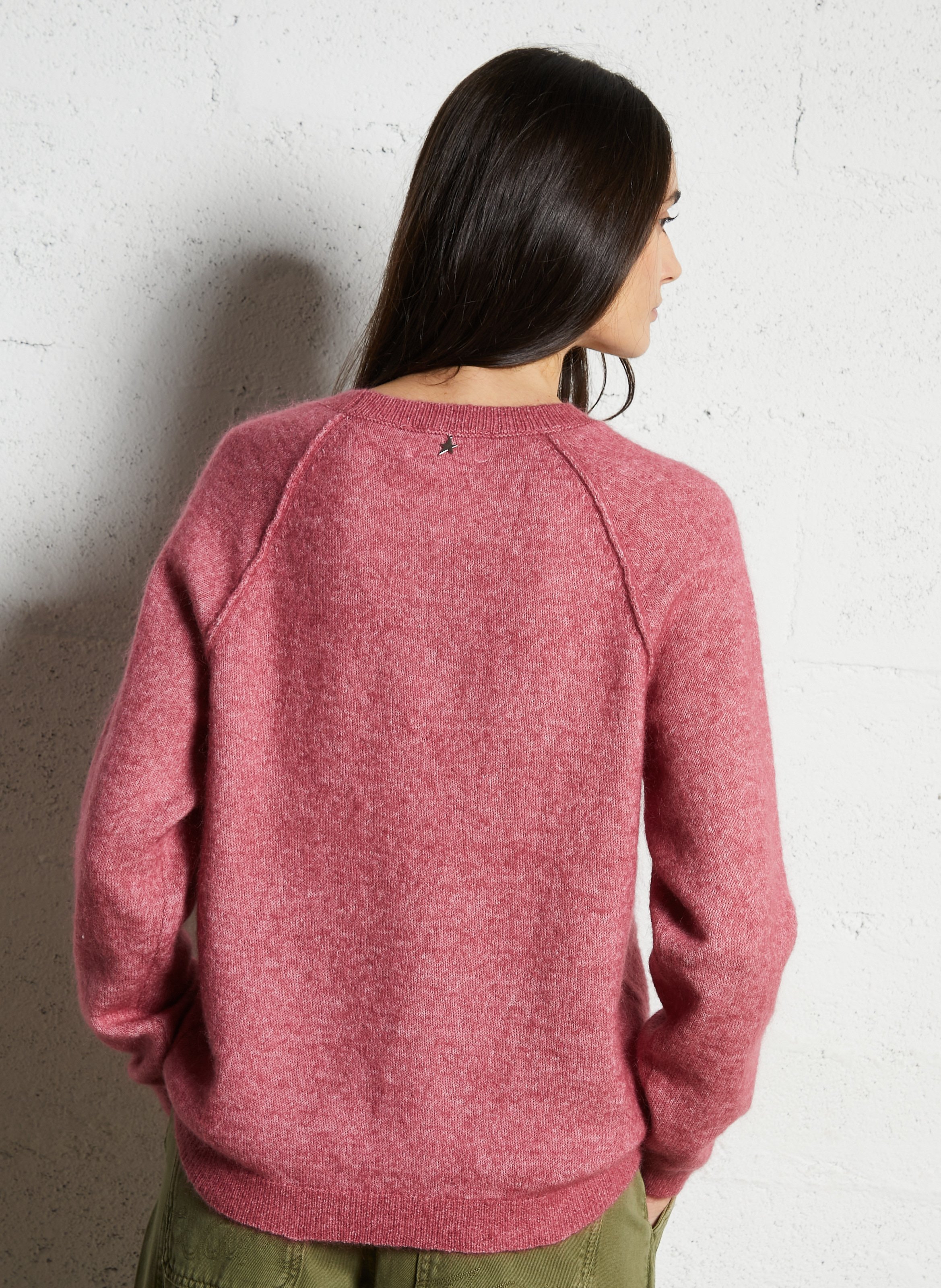 Round-neck wool-blend straight-cut sweater SUD EXPRESS Pink