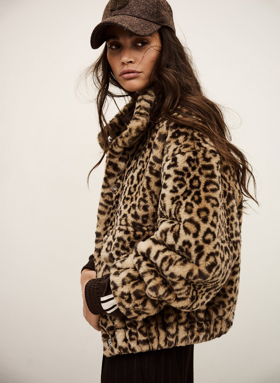 Veste oversize col montant imprimée BA&SH Beige