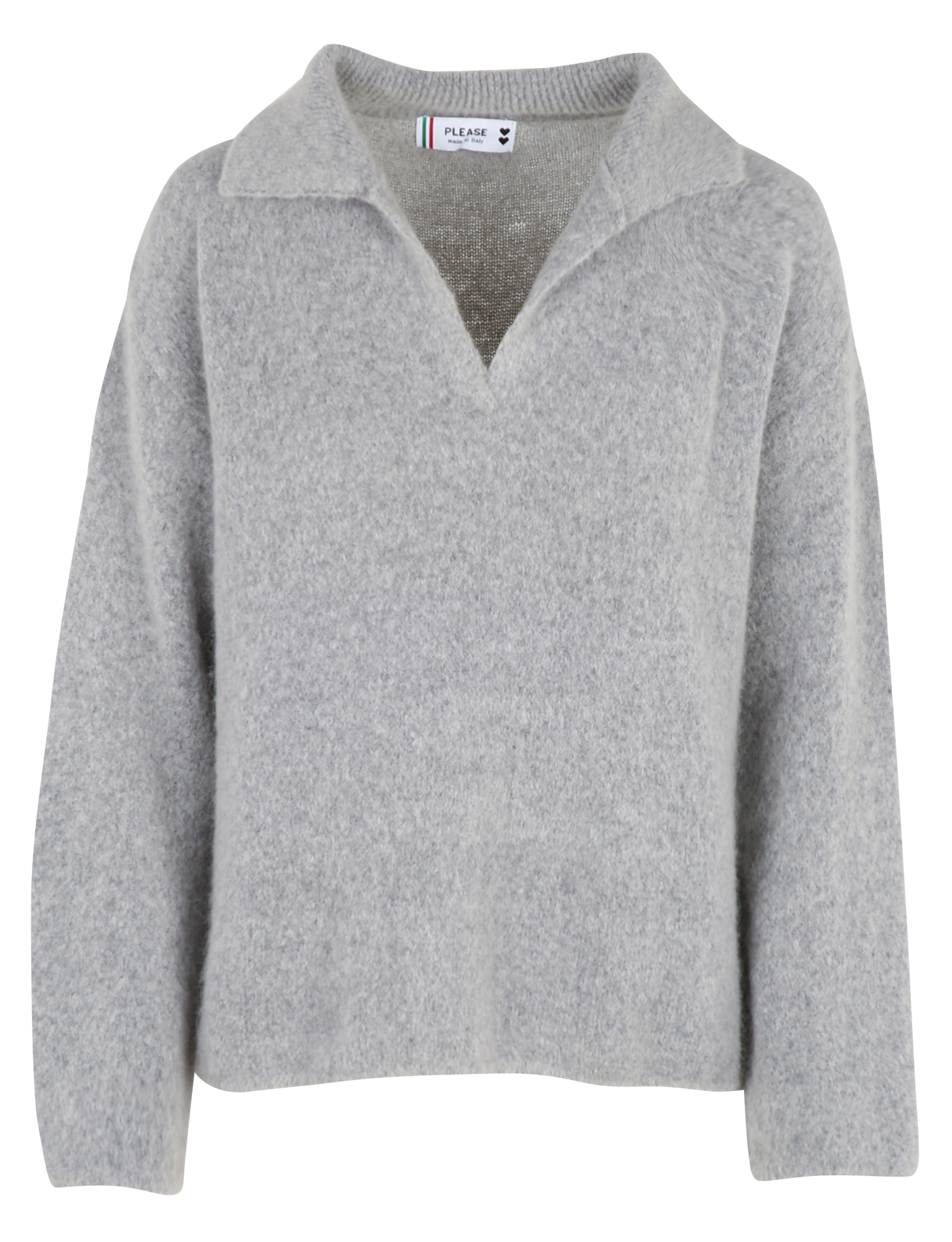 Pull col polo en laine mélangée PLEASE Gris