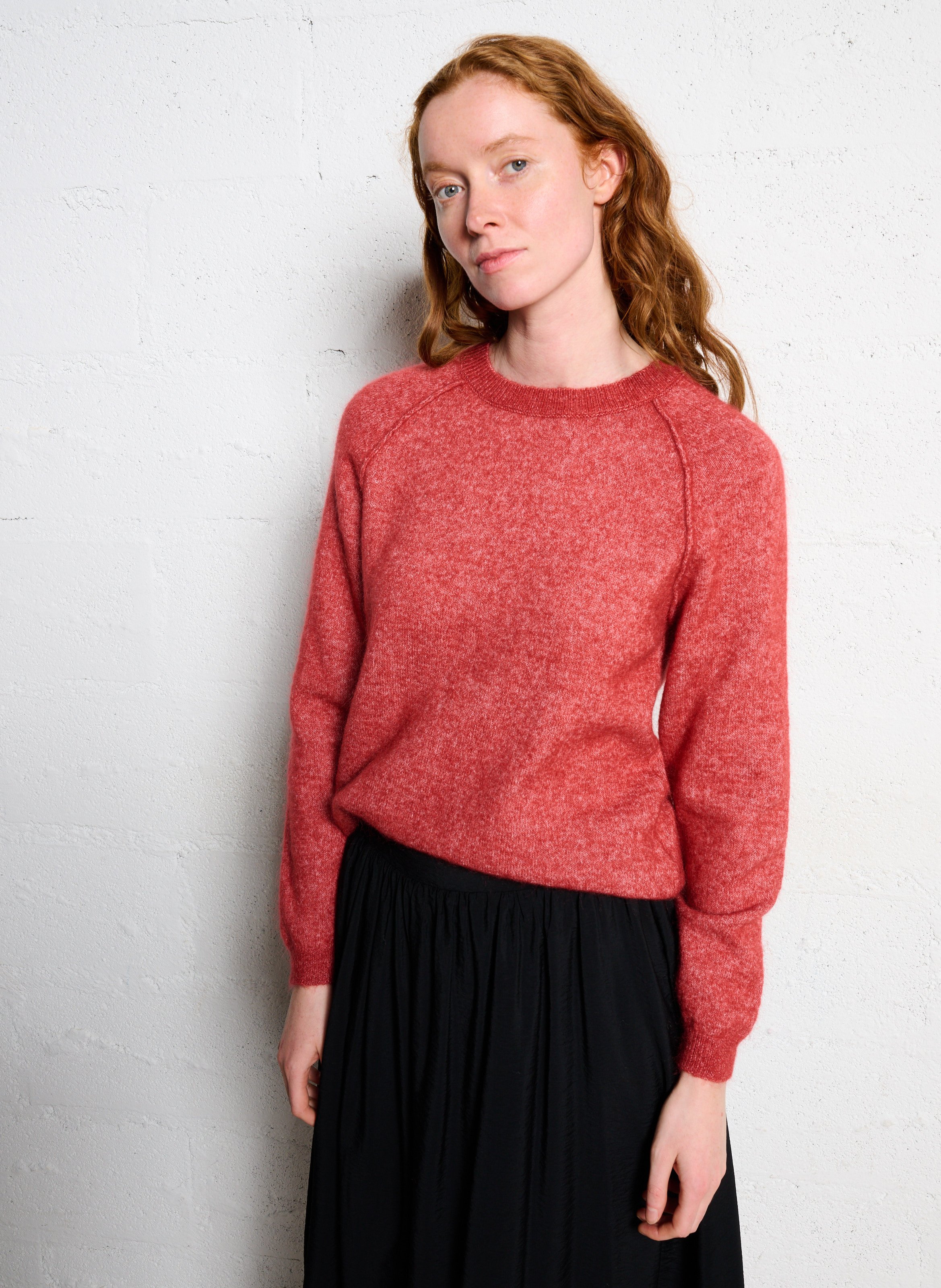 Gerade geschnittener Pullover aus Wollmix mit Rundhalsausschnitt SUD EXPRESS Rot