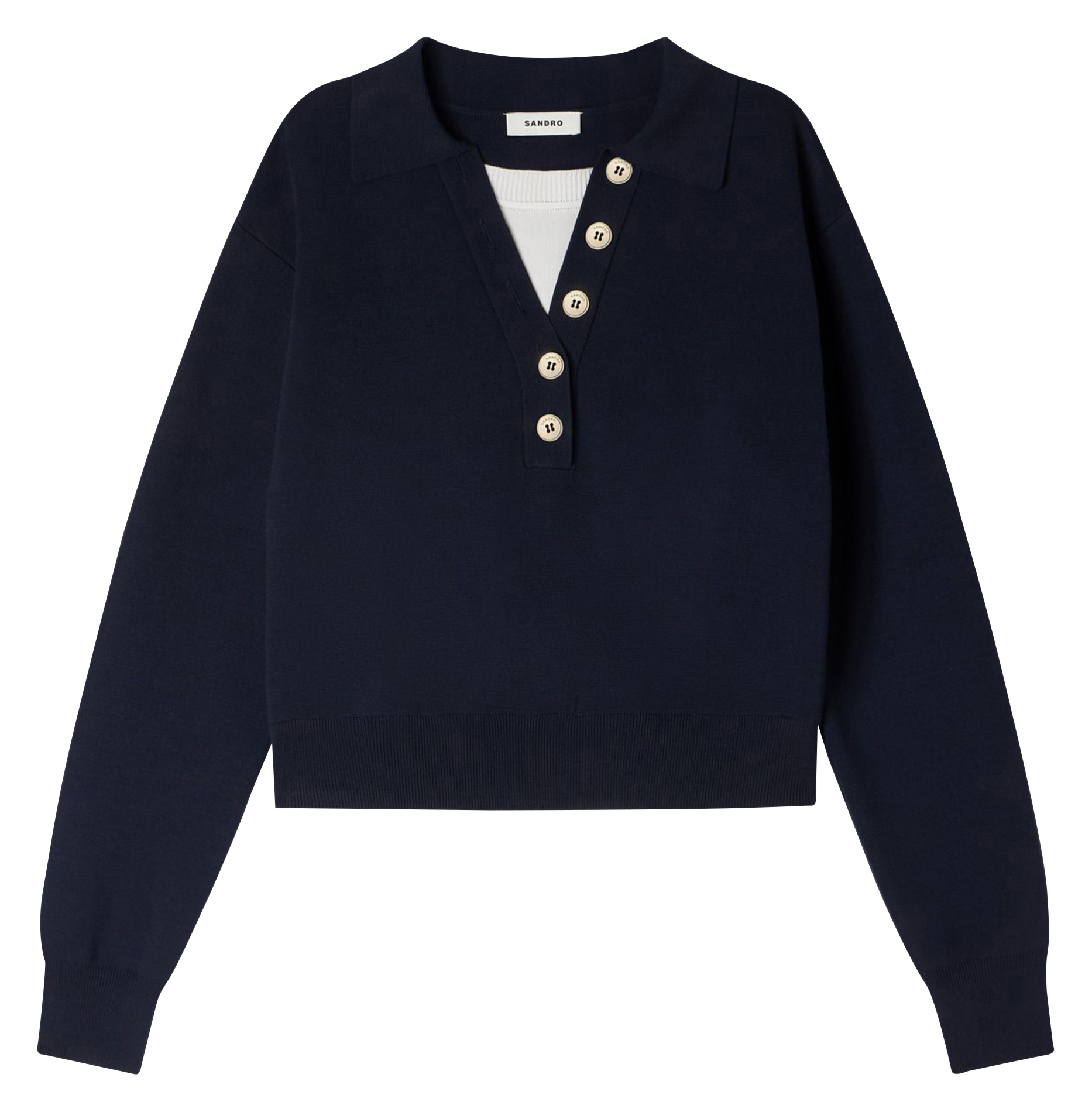 Pull col rond SANDRO Bleu