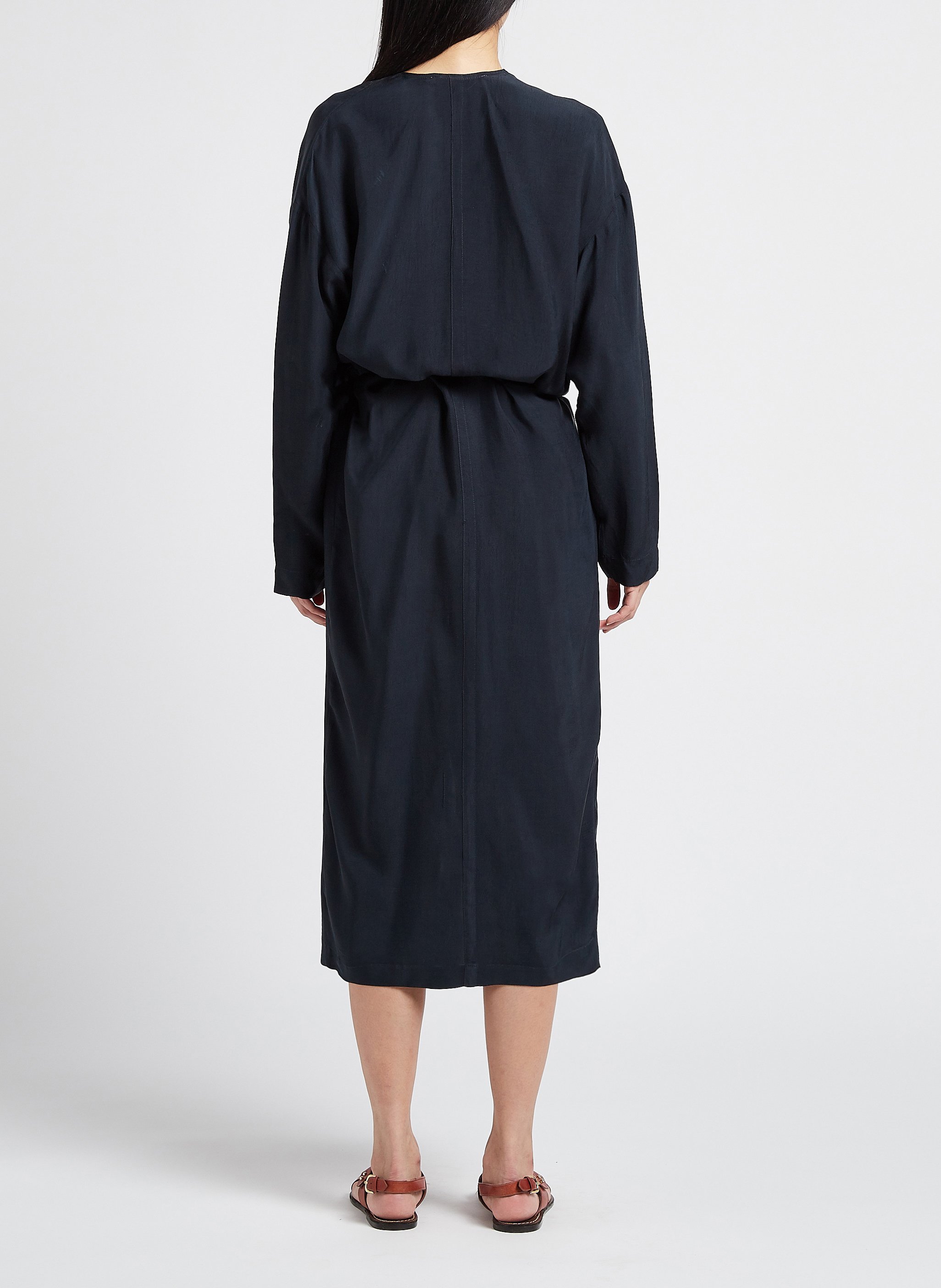 Belted V-neck midi dress HUMANOID Blue