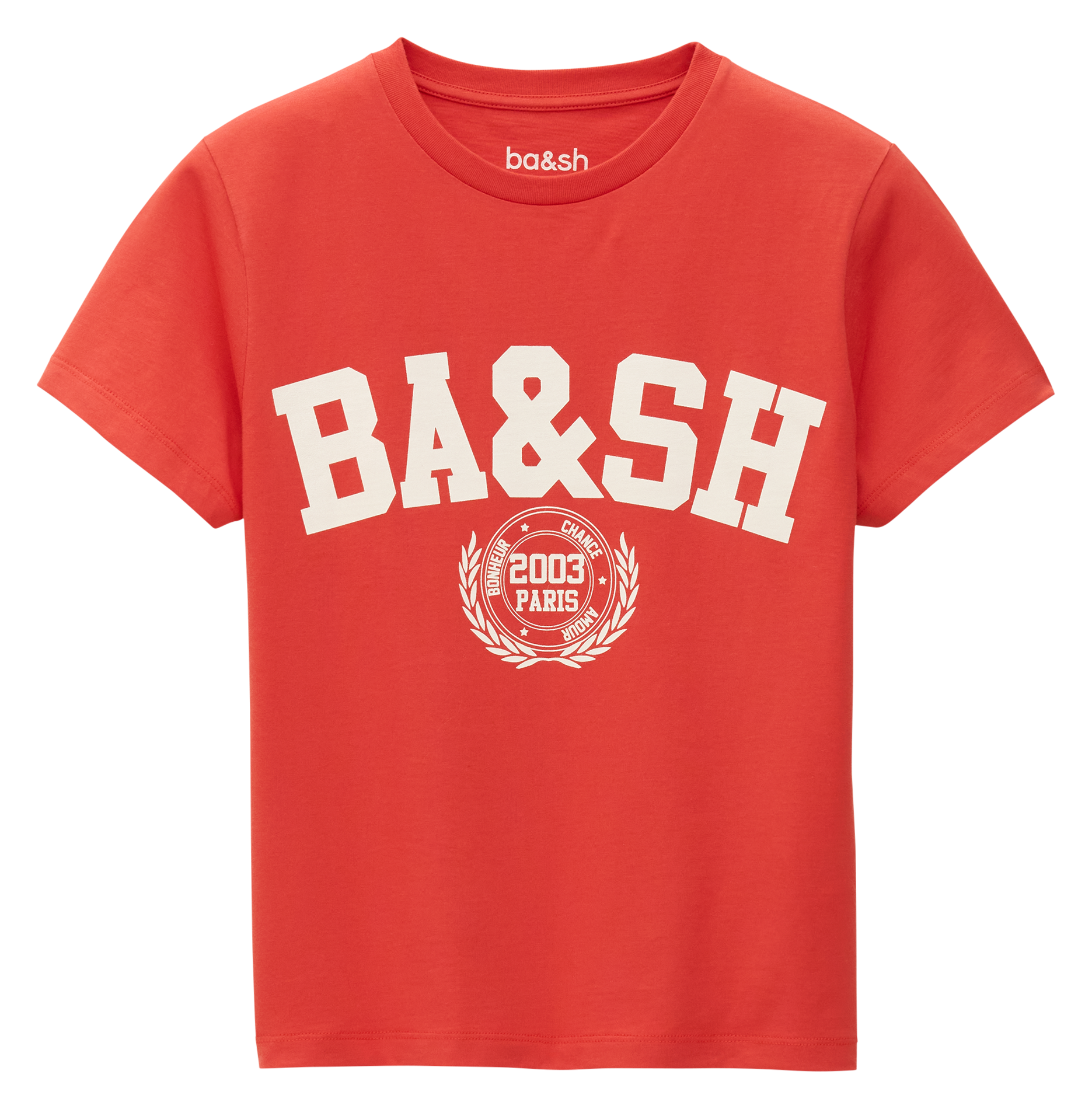 Recht, katoenen T-shirt met zeefdruk BA&SH Rood