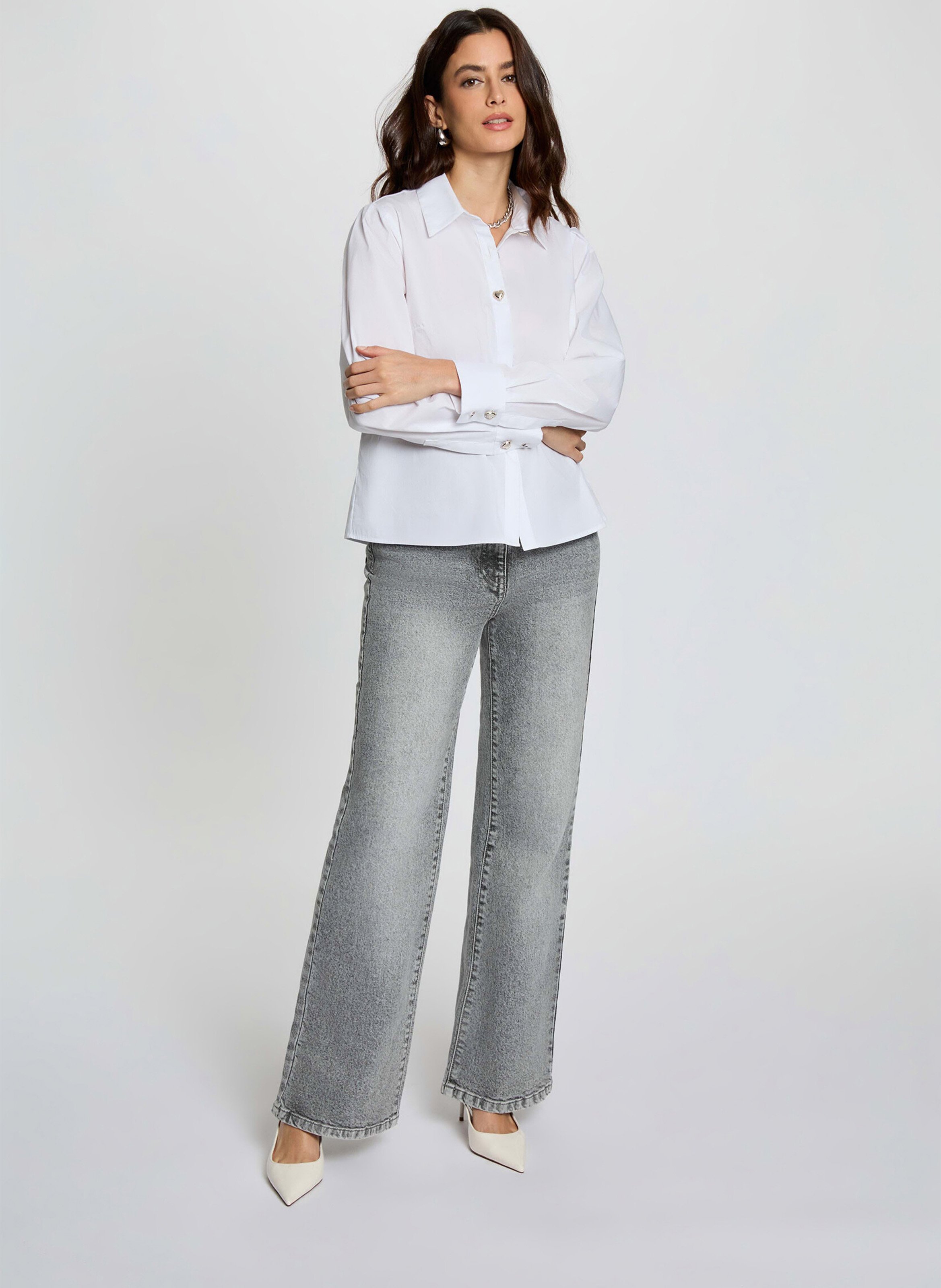 Jean large taille haute MORGAN Gris