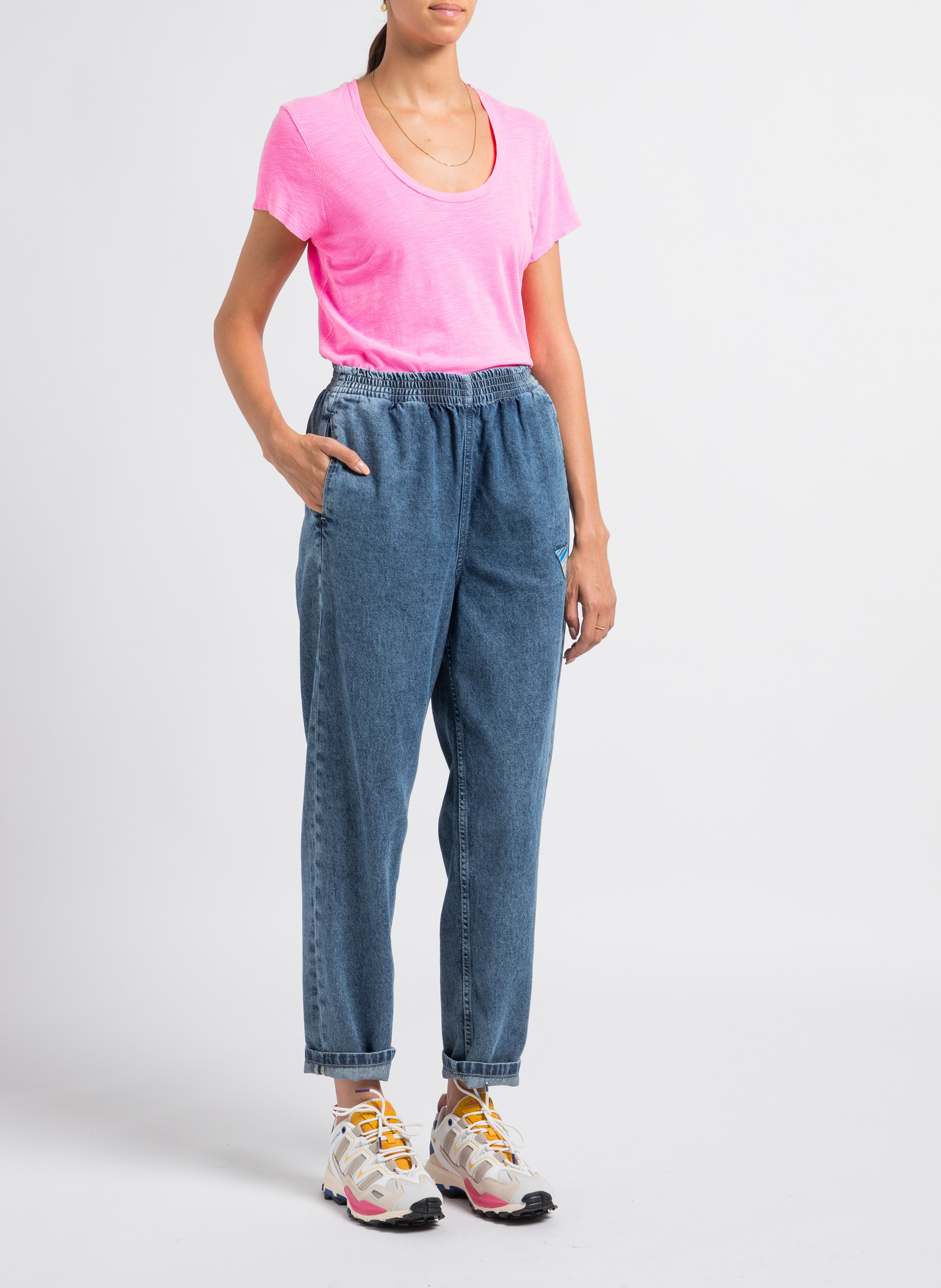 Rundhals-T-Shirt aus Baumwoll-Mix AMERICAN VINTAGE Rosa