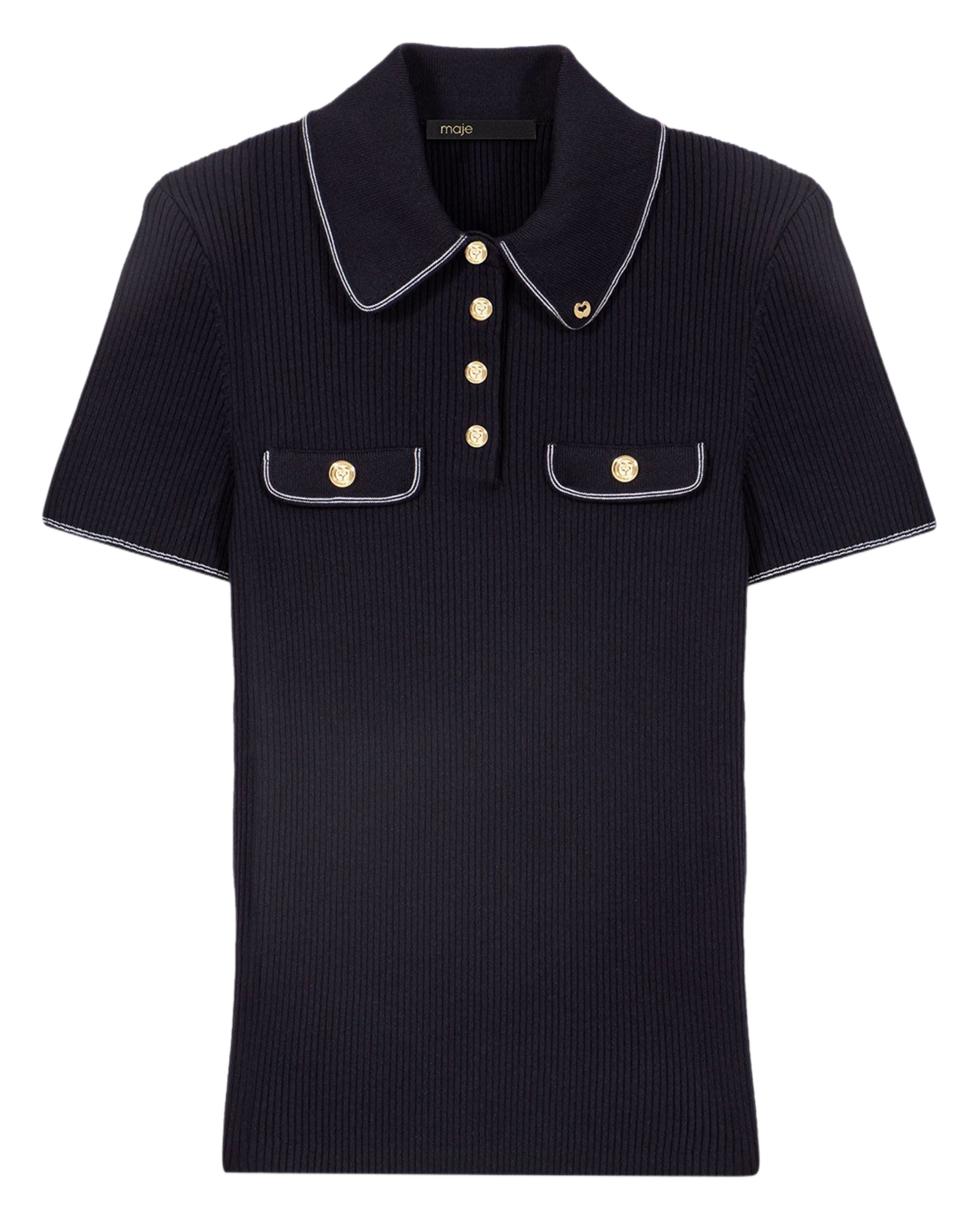 Fitted polo neck sweater MAJE Blue