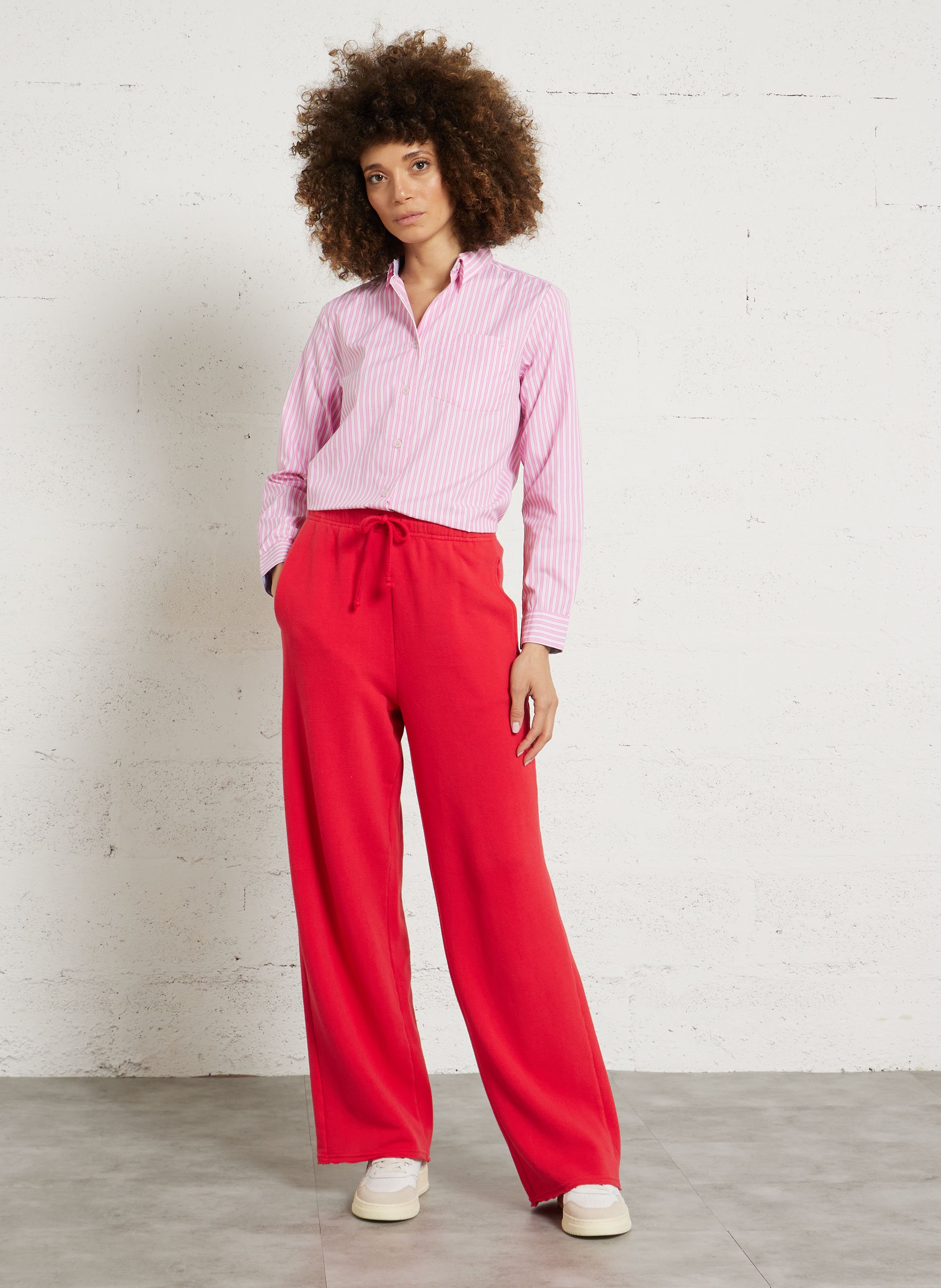 Straight striped shirt with classic collar LA PETITE ETOILE Pink