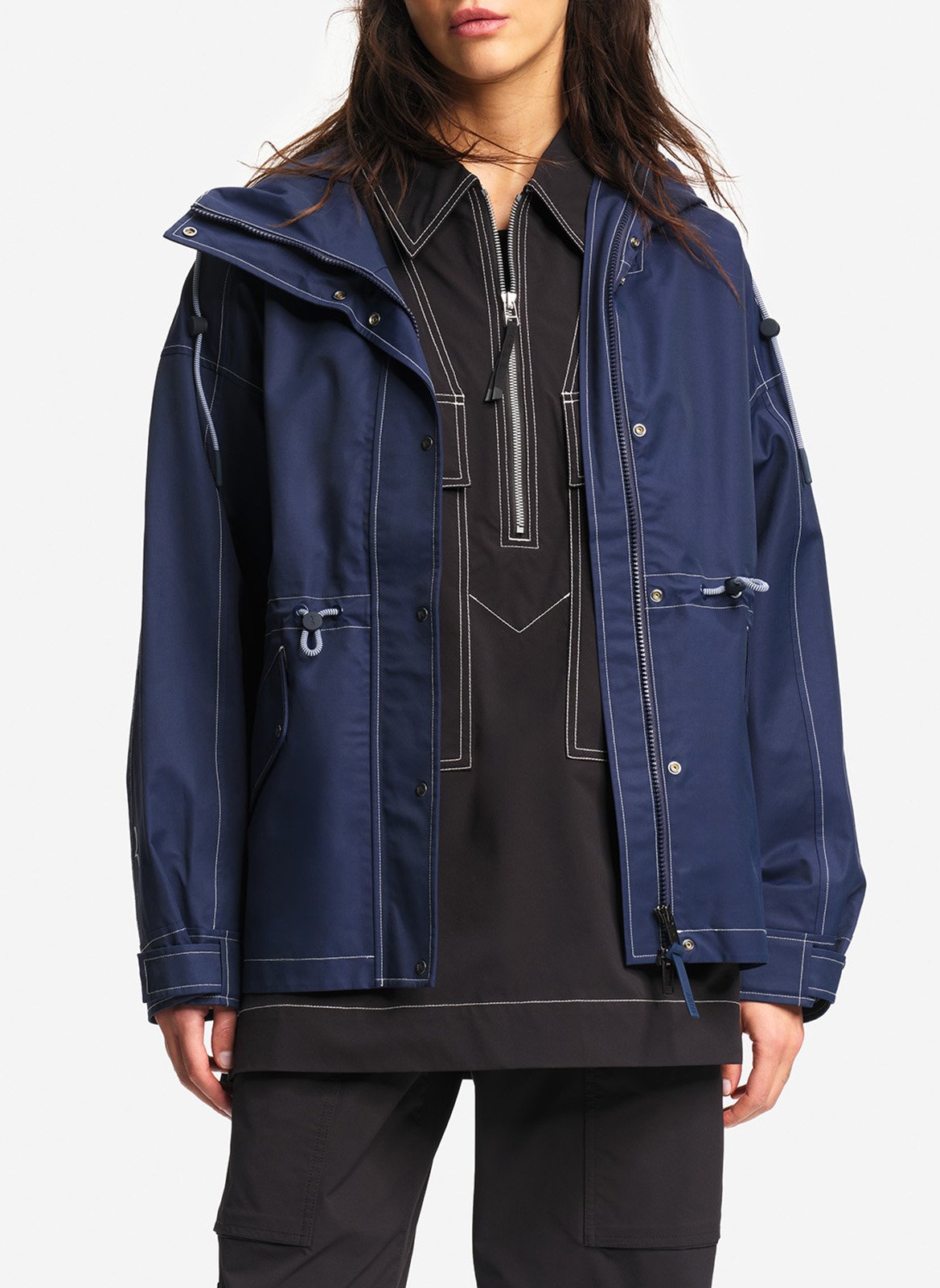 Fitted solid color hooded parka AIGLE Blue