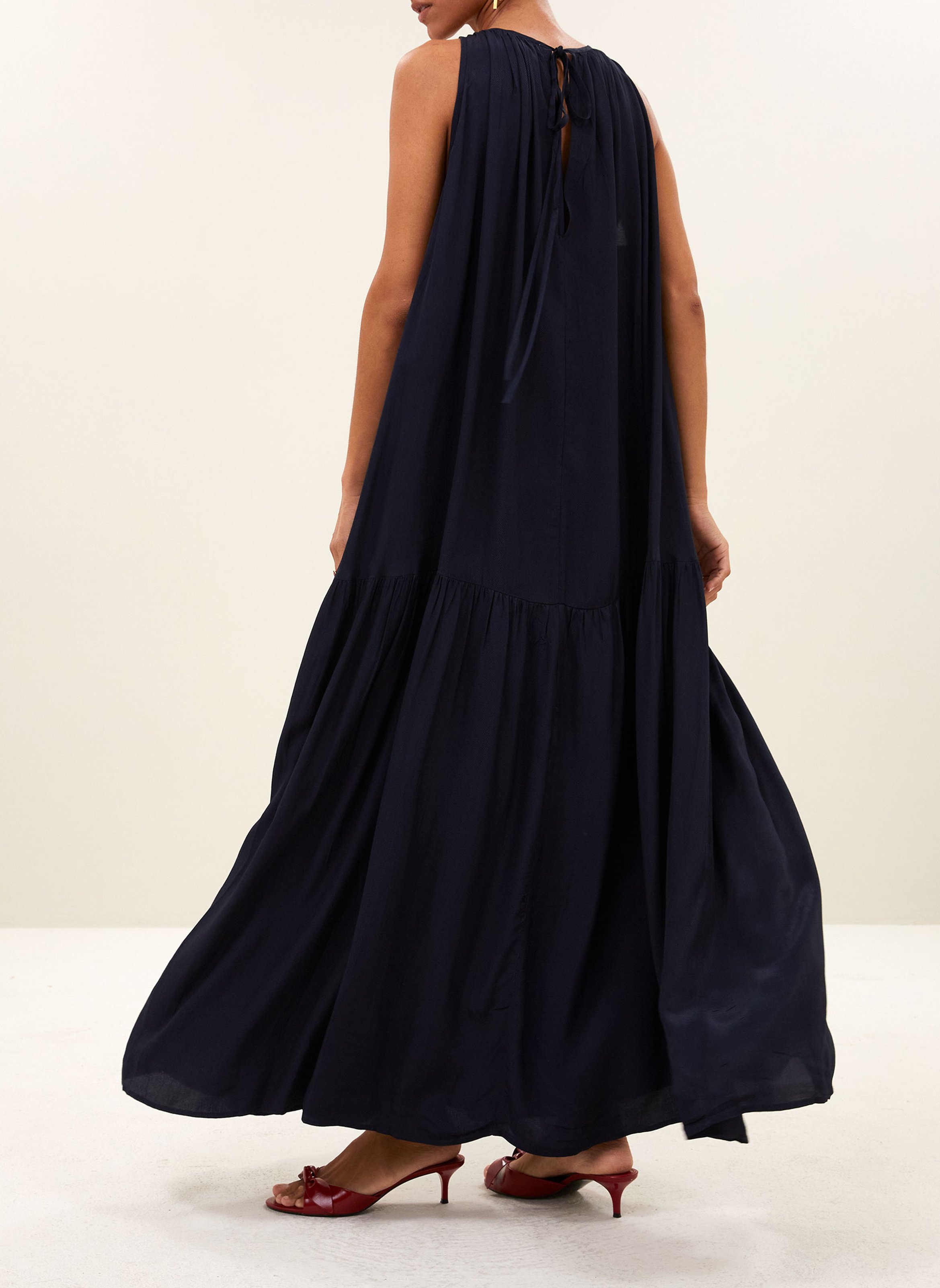 Lange jurk met ronde hals BY BAR Blauw