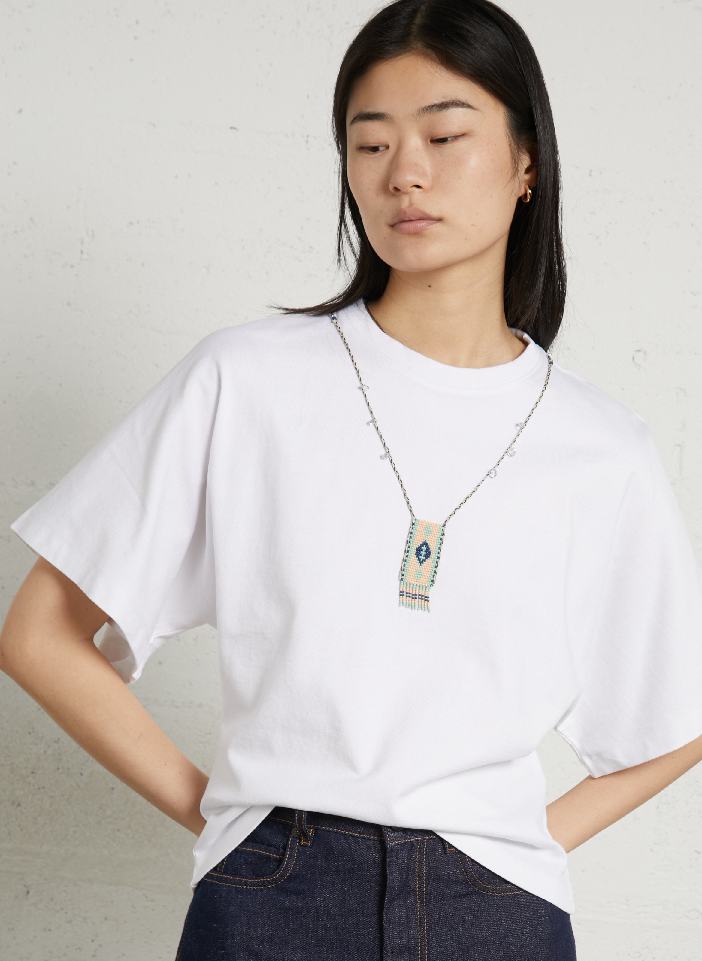 Tailliertes T-Shirt aus Baumwolle BERENICE Weiss